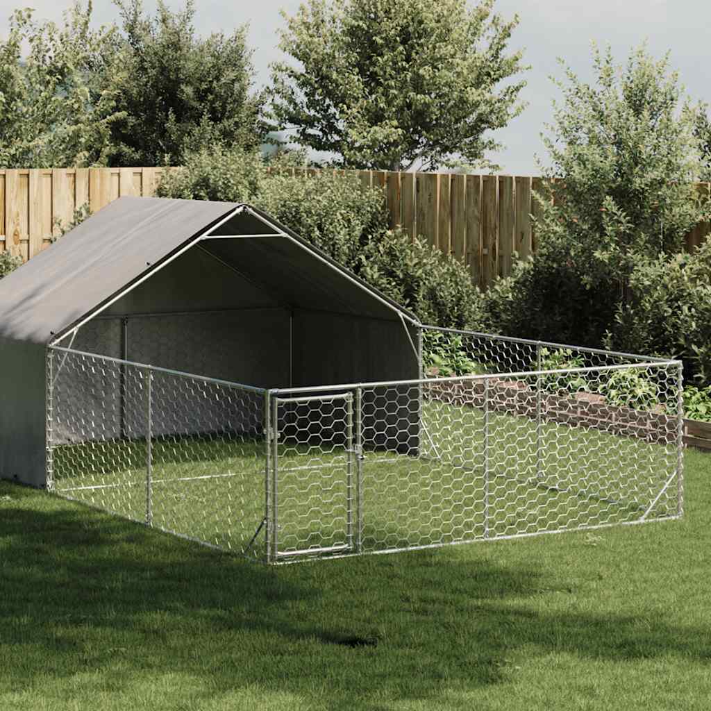 Vanjska kućica za pse sa stazom 6x3x1,9 m pocinčani čelik