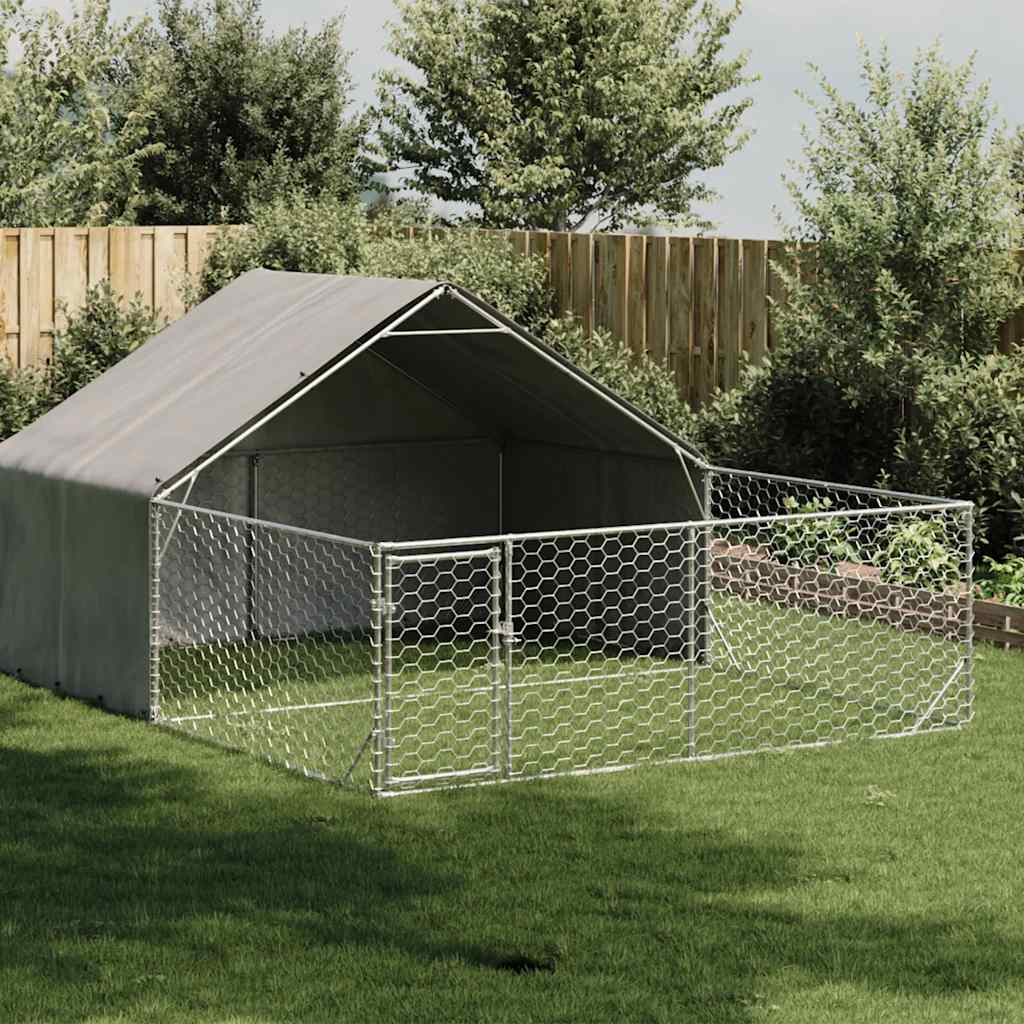 Vanjska kućica za pse sa stazom 5x3x1,9 m pocinčani čelik