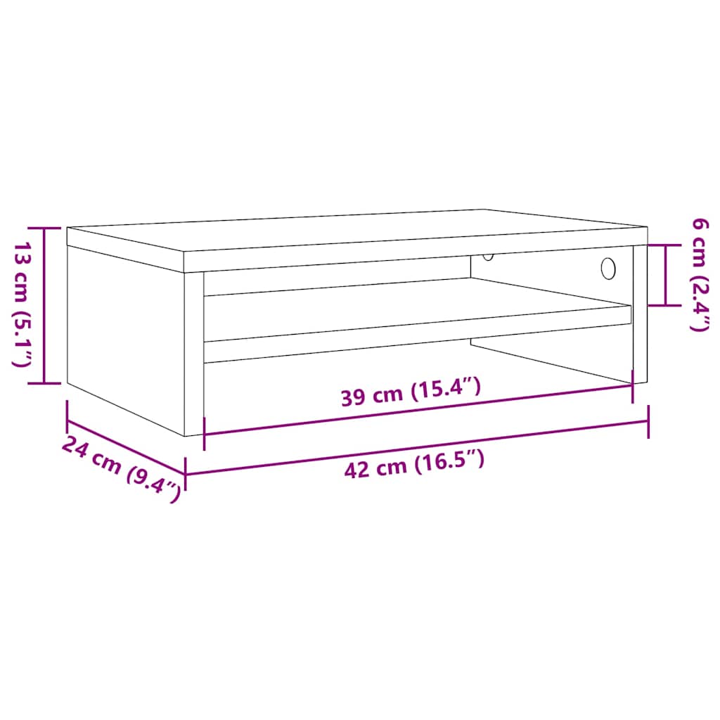 Stalak za monitor Crni hrast 42x24x13 cm Konstruirano drvo