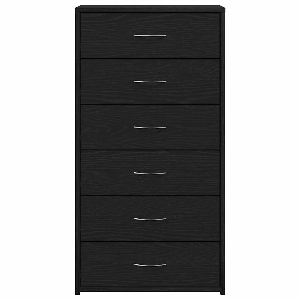 Komoda sa 6 ladica crni hrast 50x34x96 cm inženjersko drvo