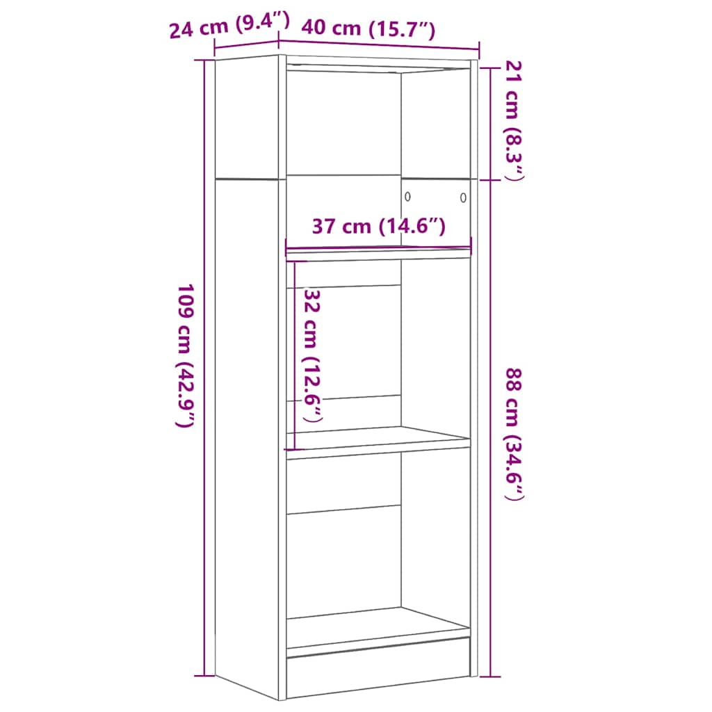 Polica za knjige crni hrast 40x24x109 cm Inženirsko drvo