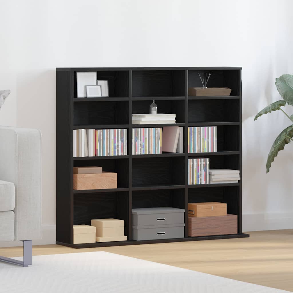 Ormarić za CD-ove crni hrast 100x23x89,5 cm inženjerski drvo