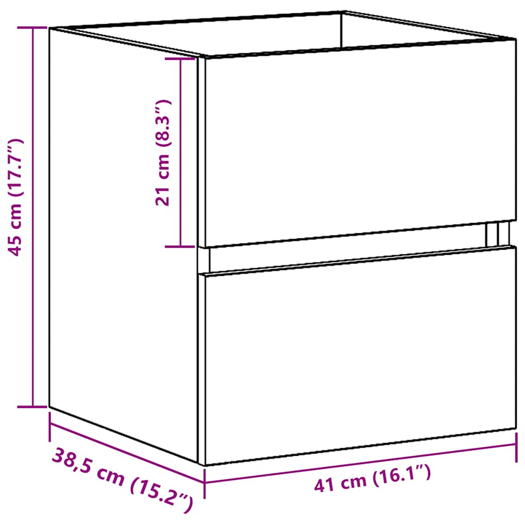Ormarić za umivaonik u kupaonici Artisan hrast 41x38,5x45 cm Konstruirano drvo