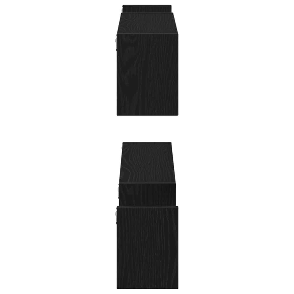 Polica na zidu s policom 2 pcs Crni hrast 100 x 15 x 20 cm