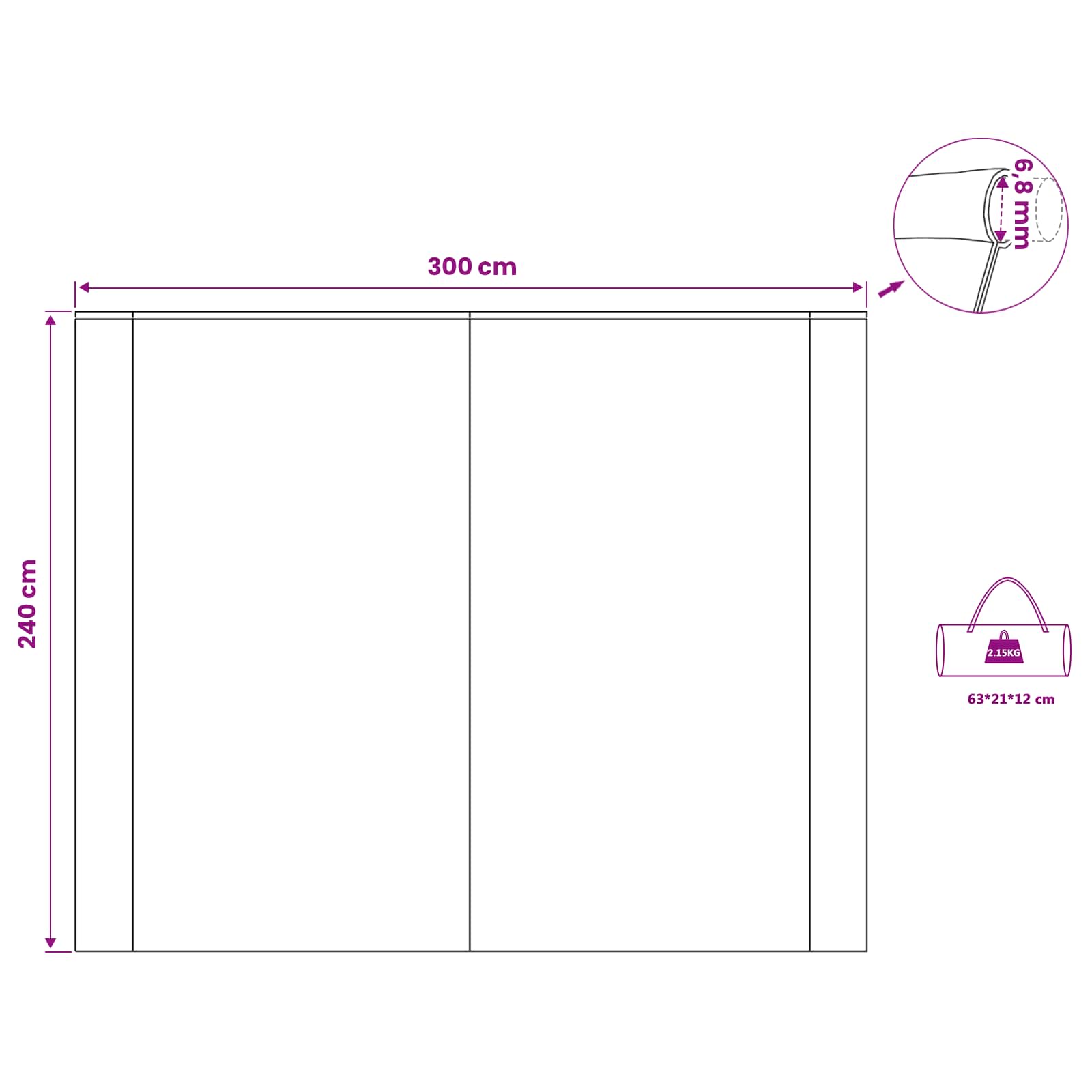 Krov za karavan osoba 240 x 300 cm Vodootporan Plava taft