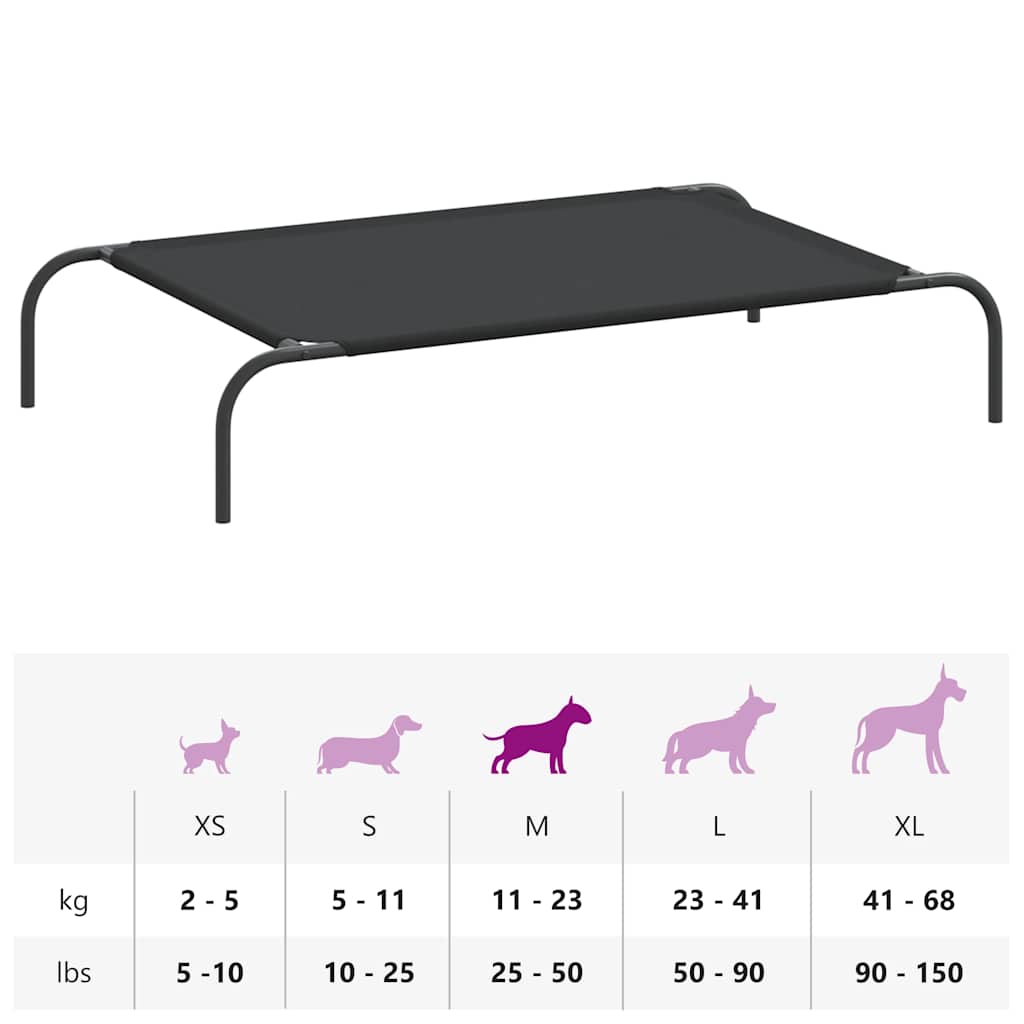 Povišeni krevet za pse crni 110x65x20 cm Oxford tkanina i čelik