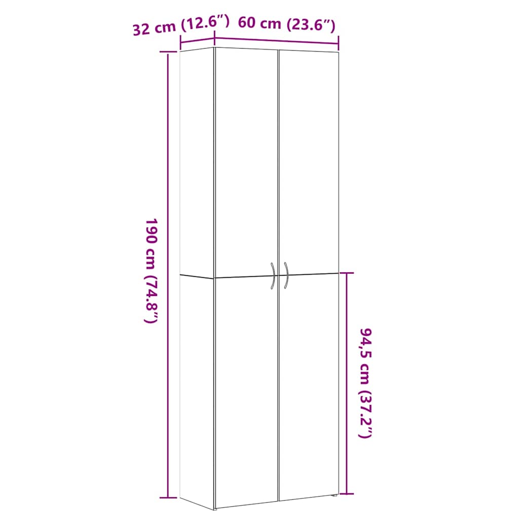 Uredski ormar Crni hrast 60 x 32 x 190 cm Konstruirano drvo