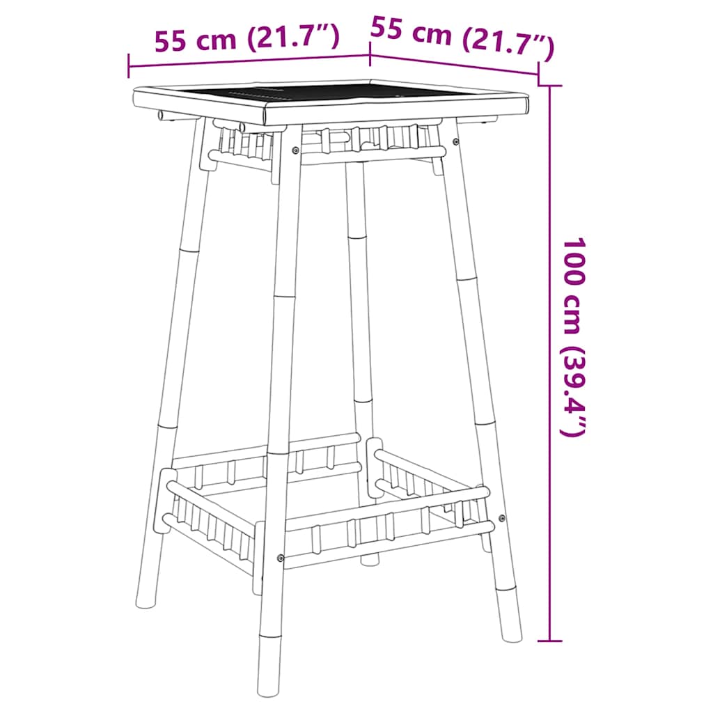 Vanjski barski stol kvadratni 55x55x100 cm bambus