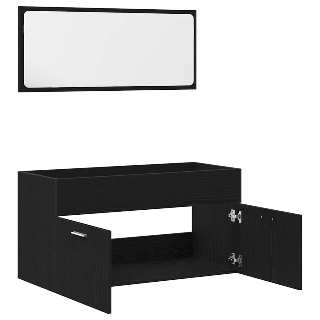 Set namještaja za kupaonicu 2 kom. Crni hrast 90 x 38,5 x 46 cm