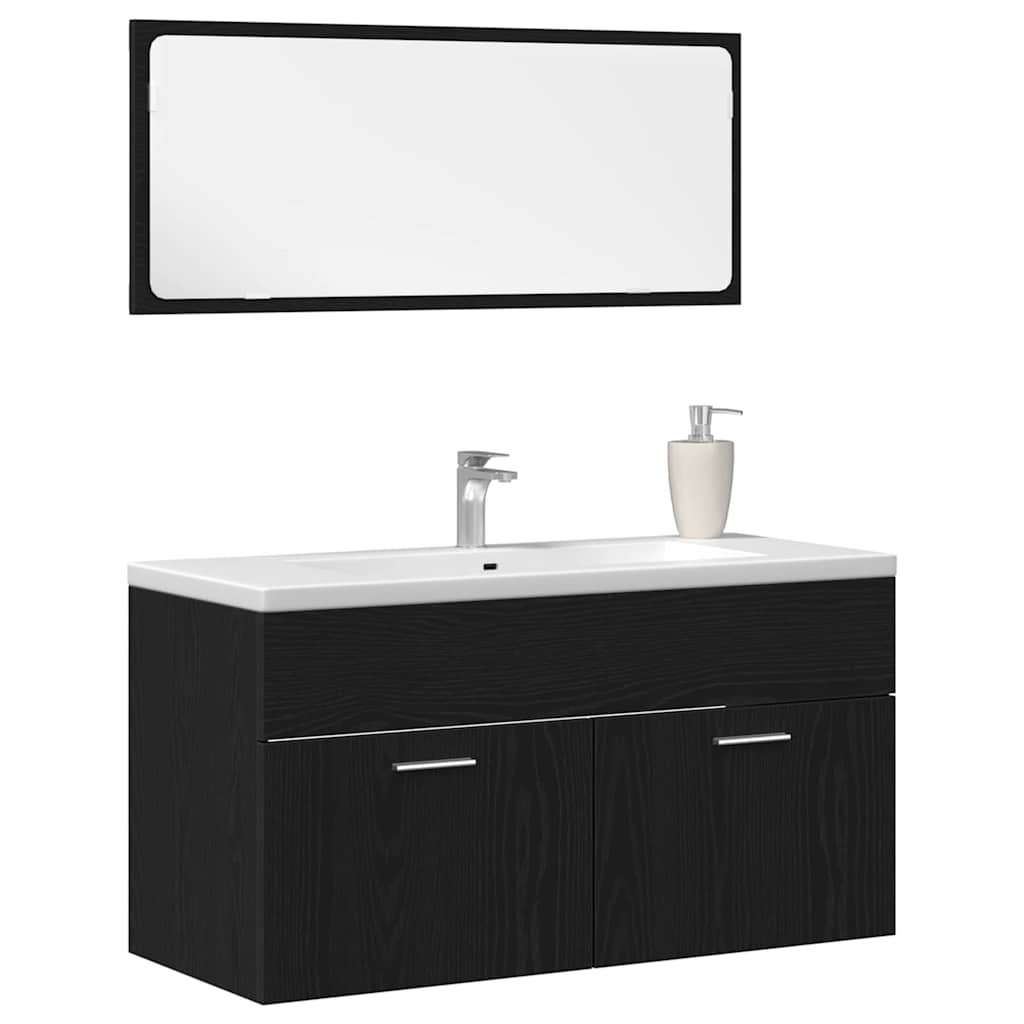 Set namještaja za kupaonicu 2 kom. Crni hrast 90 x 38,5 x 46 cm