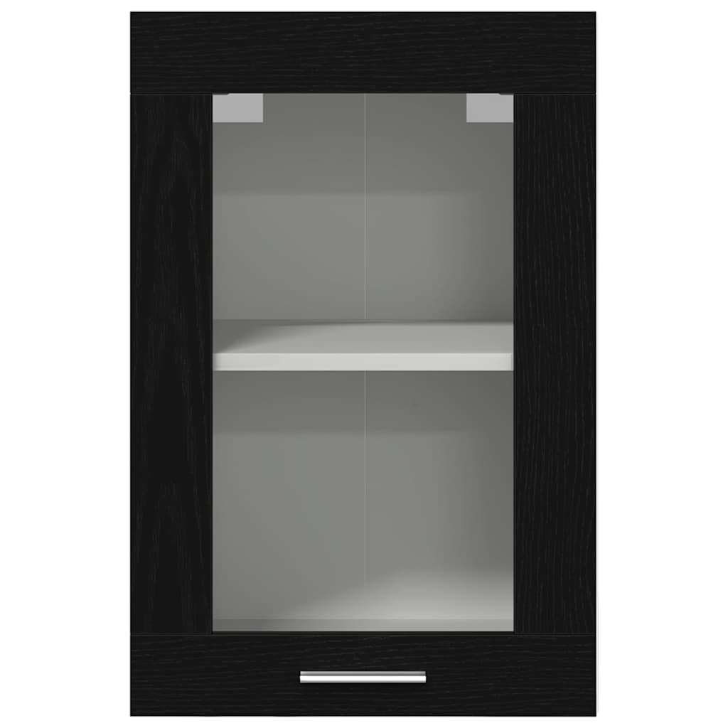 Viseći stakleni ormarić crni hrast 40x31x60 cm inženjerski drvo