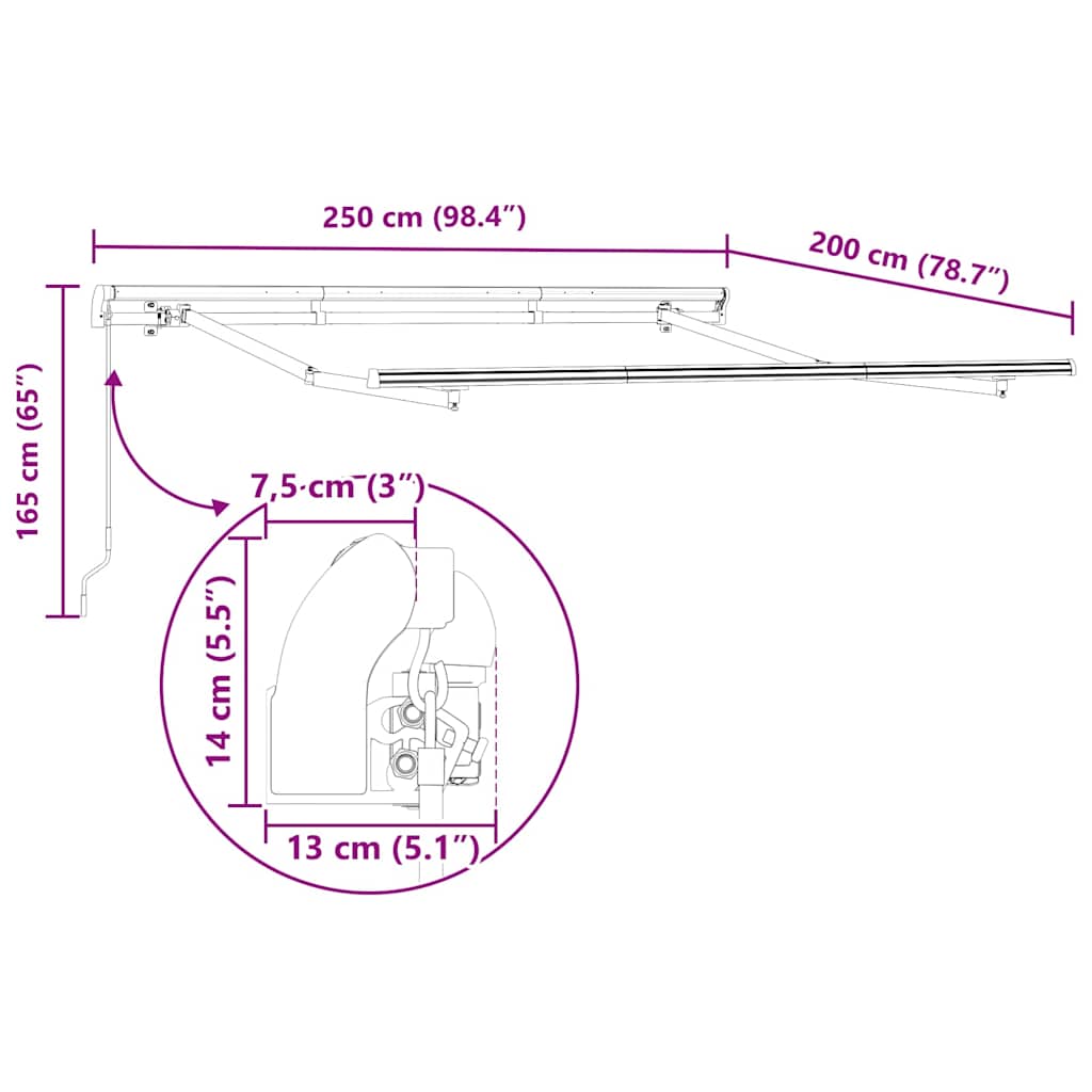 Skrovita tenda Žuta i narančasta 250 x 200 cm tkanina