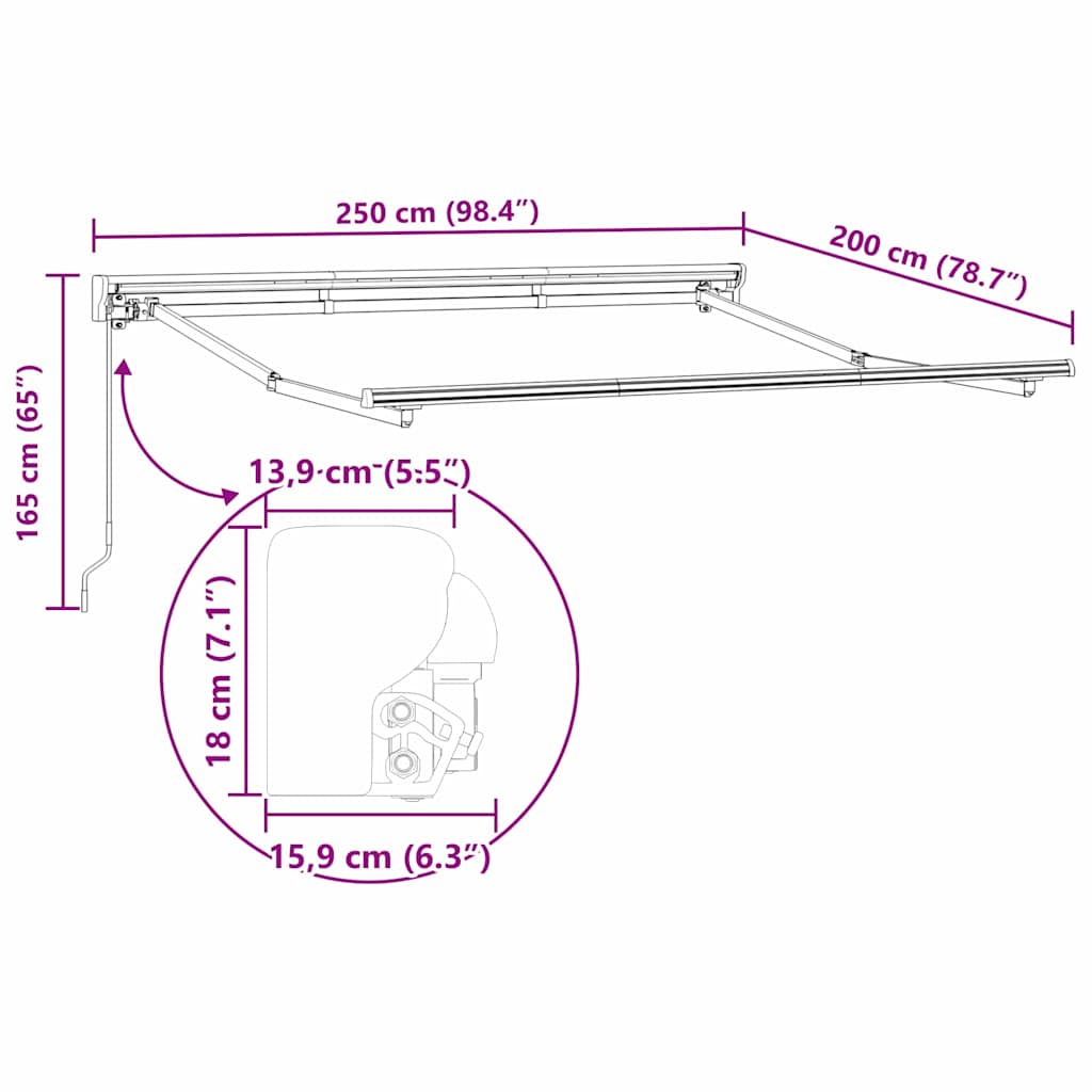 Okvir tende Žuta i Siva 250 x 200 cm Poliester s PU premazom