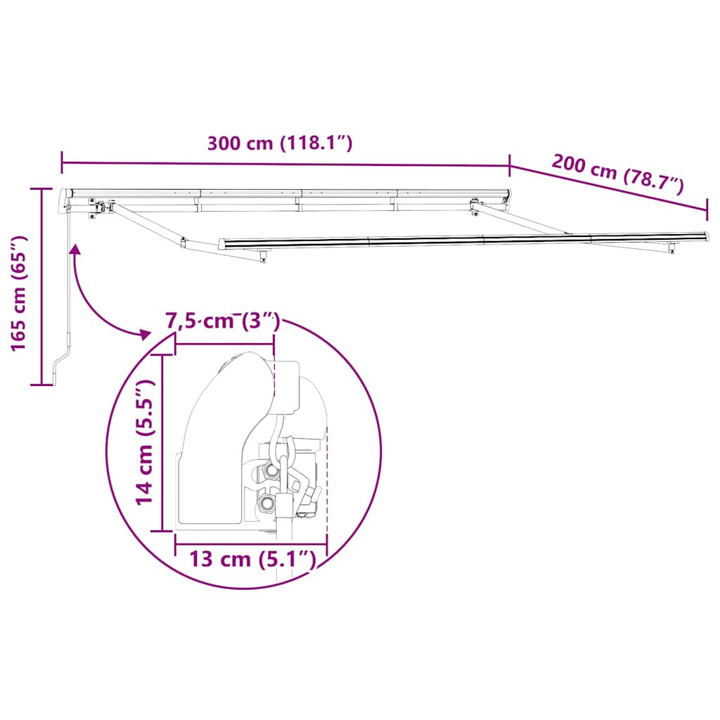 Skrovita tenda Narančasta 300 x 200 cm tkanina