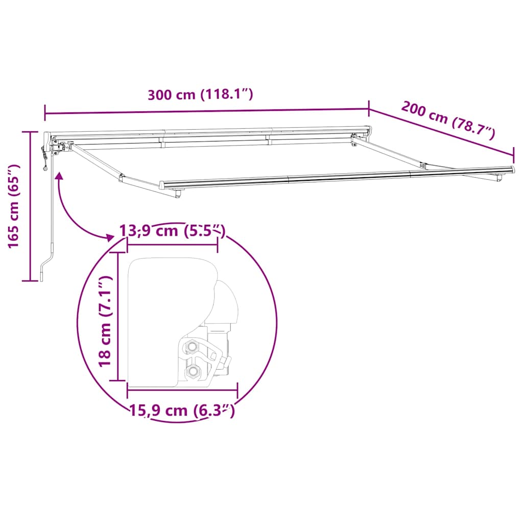 Okvir tende Šareni 300 x 200 cm Poliester s PU premazom