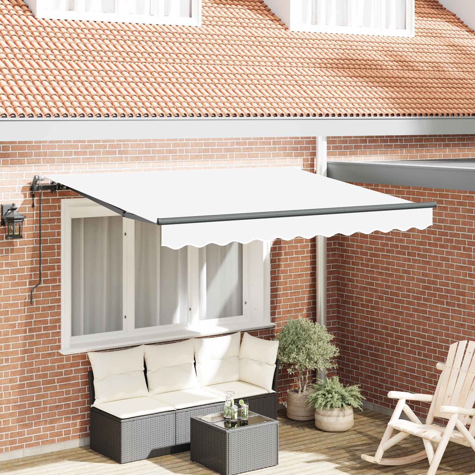 Skrovita tenda Bijelo 300 x 200 cm tkanina