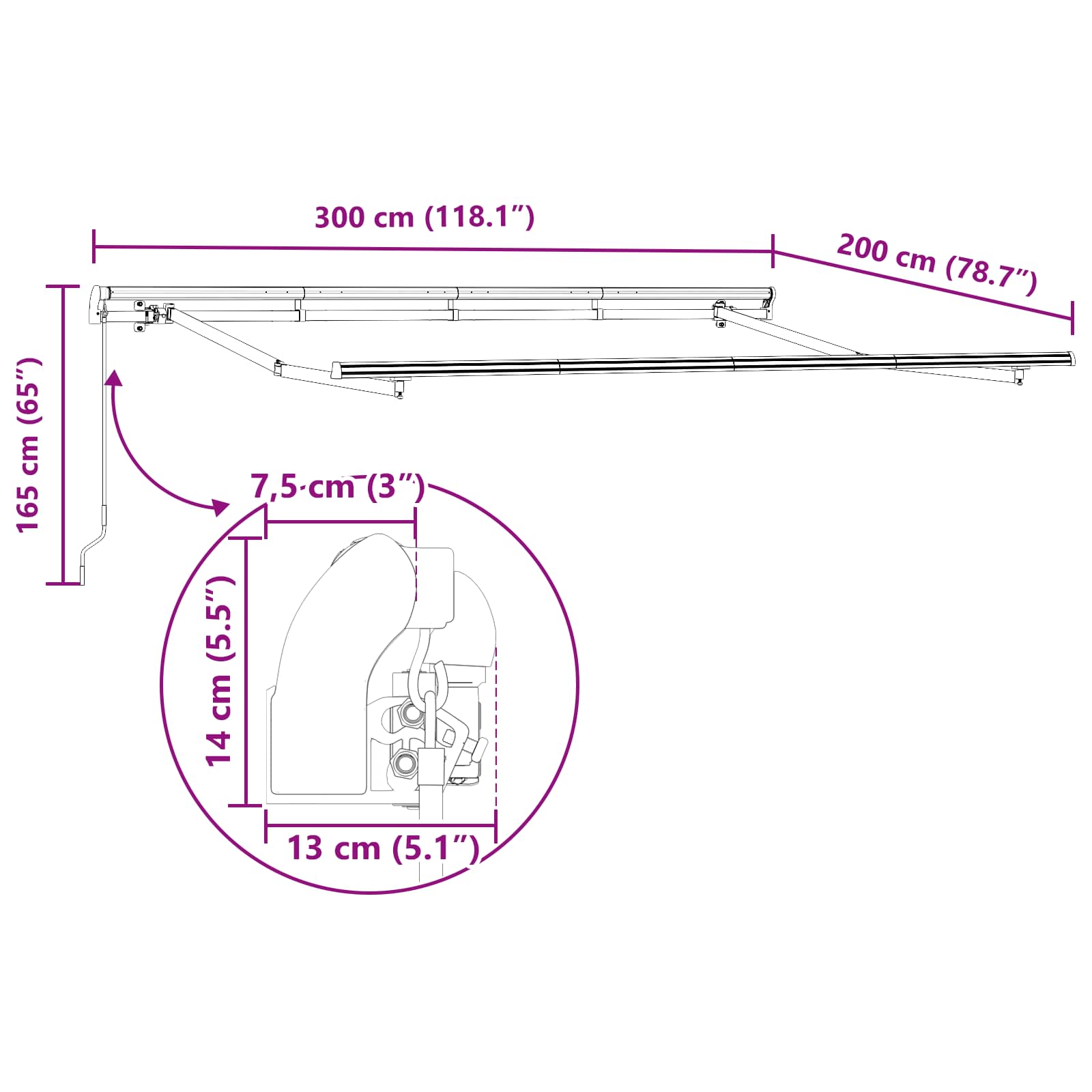 Skrovita tenda Zelena 300 x 200 cm tkanina