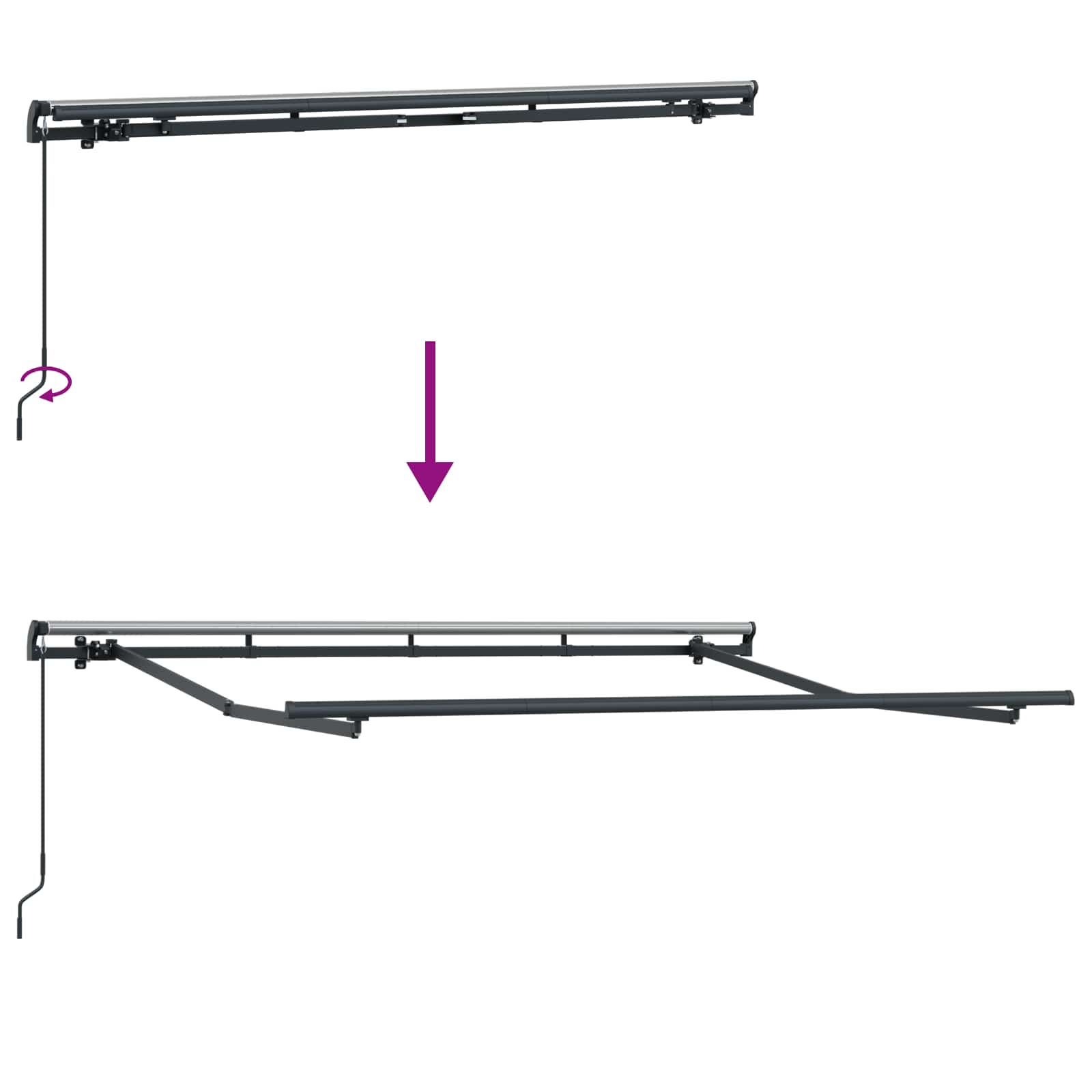 Skrovita tenda Zelena 350 x 200 cm tkanina