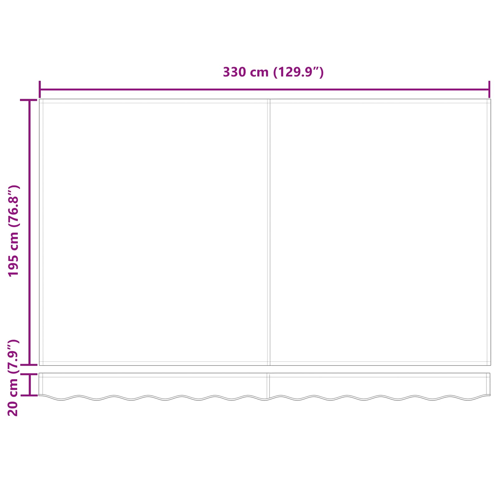 Skrovita tenda Zelena 350 x 200 cm tkanina