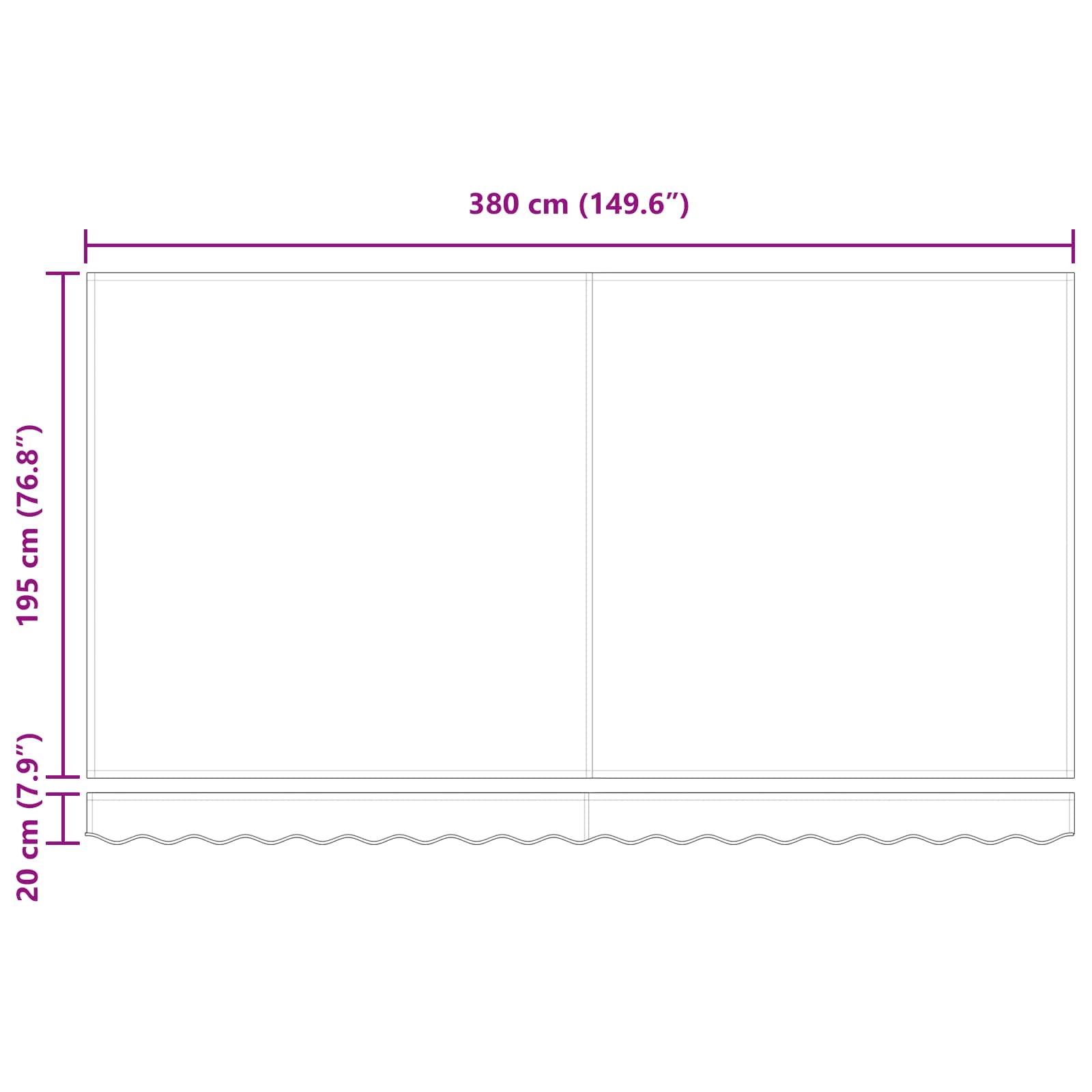 Skrovita tenda Antracit 400 x 200 cm tkanina