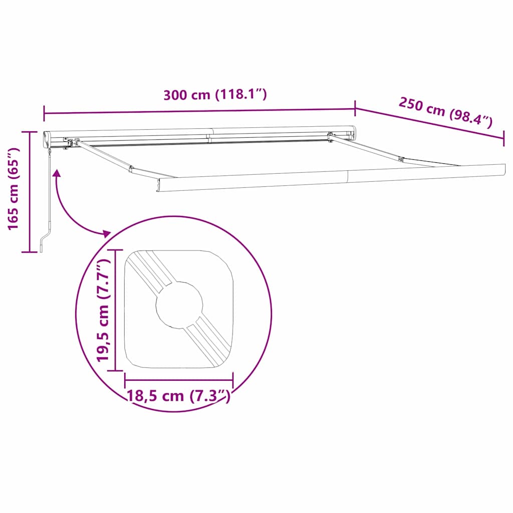 Povlačivi tende Šareni 300 x 250 cm Platno i Aluminij