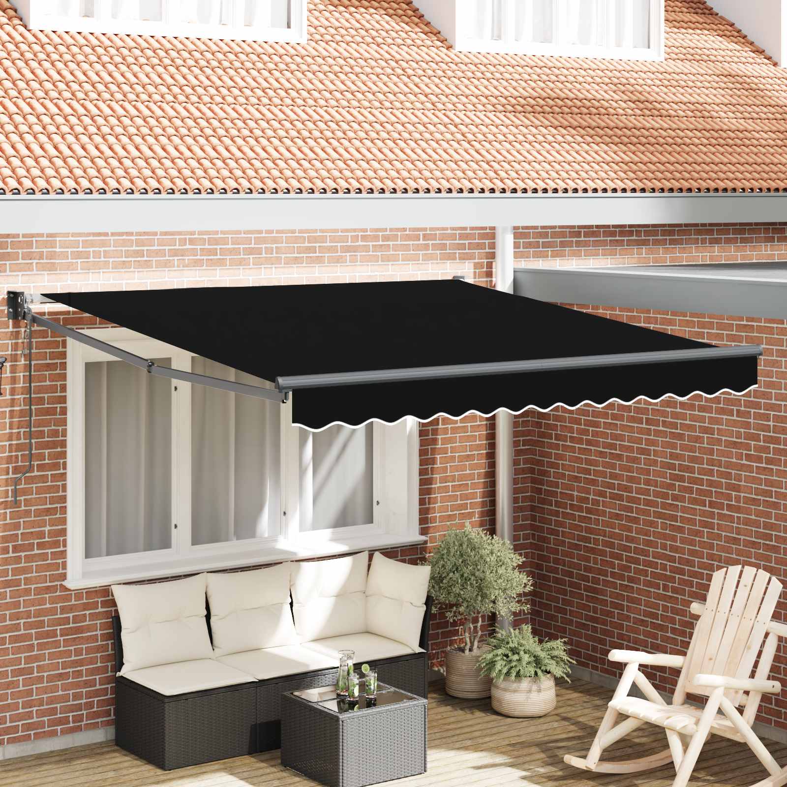 Nadstrešnica Crna 300 x 250 x 165 cm Poliester i metal
