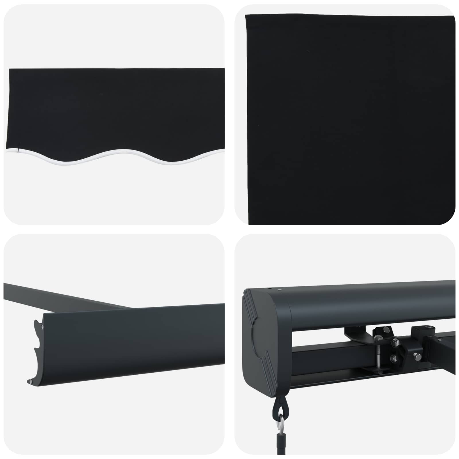 Povlačivi tende Crna 300 x 250 cm Platno i Aluminij