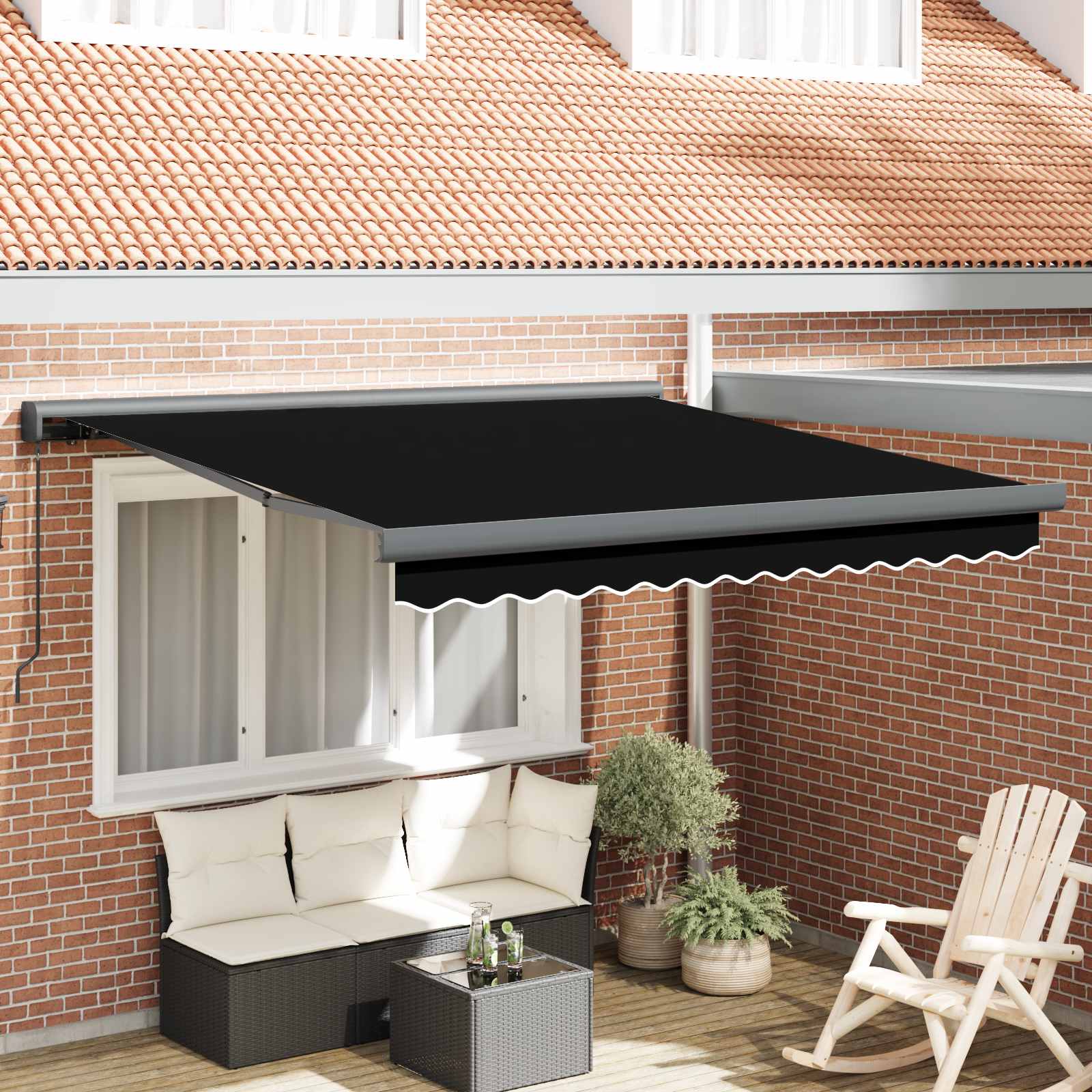 Povlačivi tende Crna 300 x 250 cm Platno i Aluminij