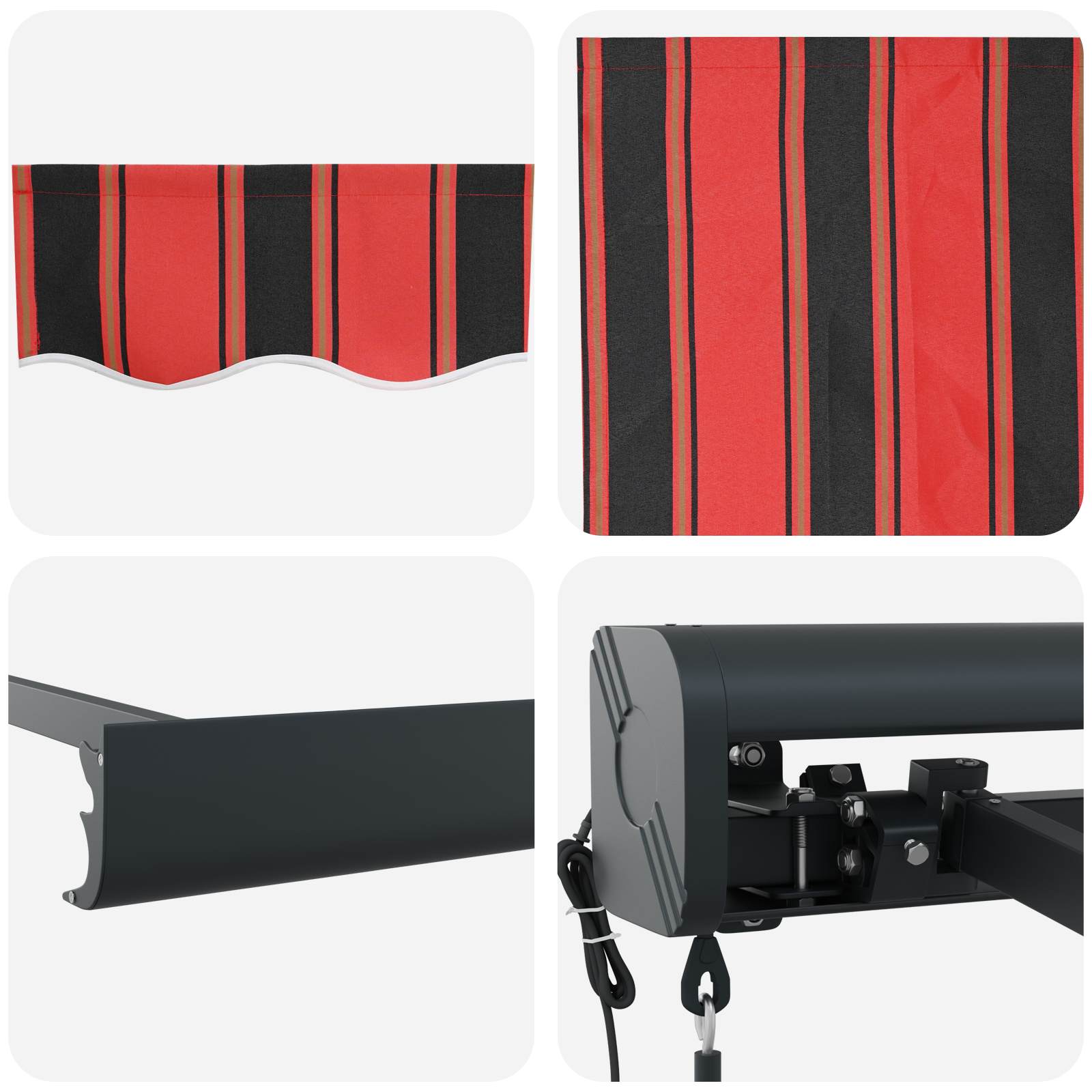 Povlačivi tende Crvena i Crna 350 x 250 x 165 cm