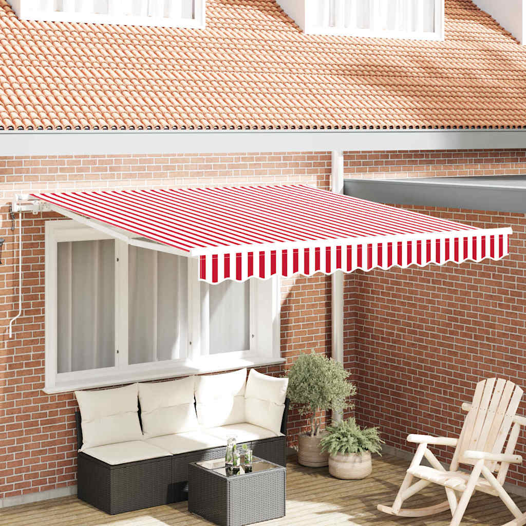 Povlačivi tende Crvena i bijela 350 x 250 cm Tkanina i Aluminij