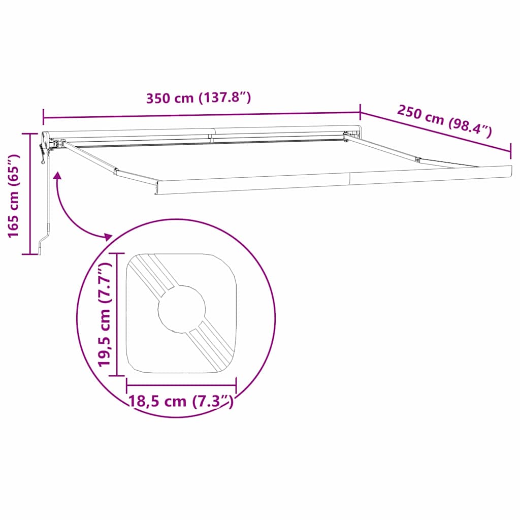 Povlačivi tende Šareni 350 x 250 cm Tkanina i Metal