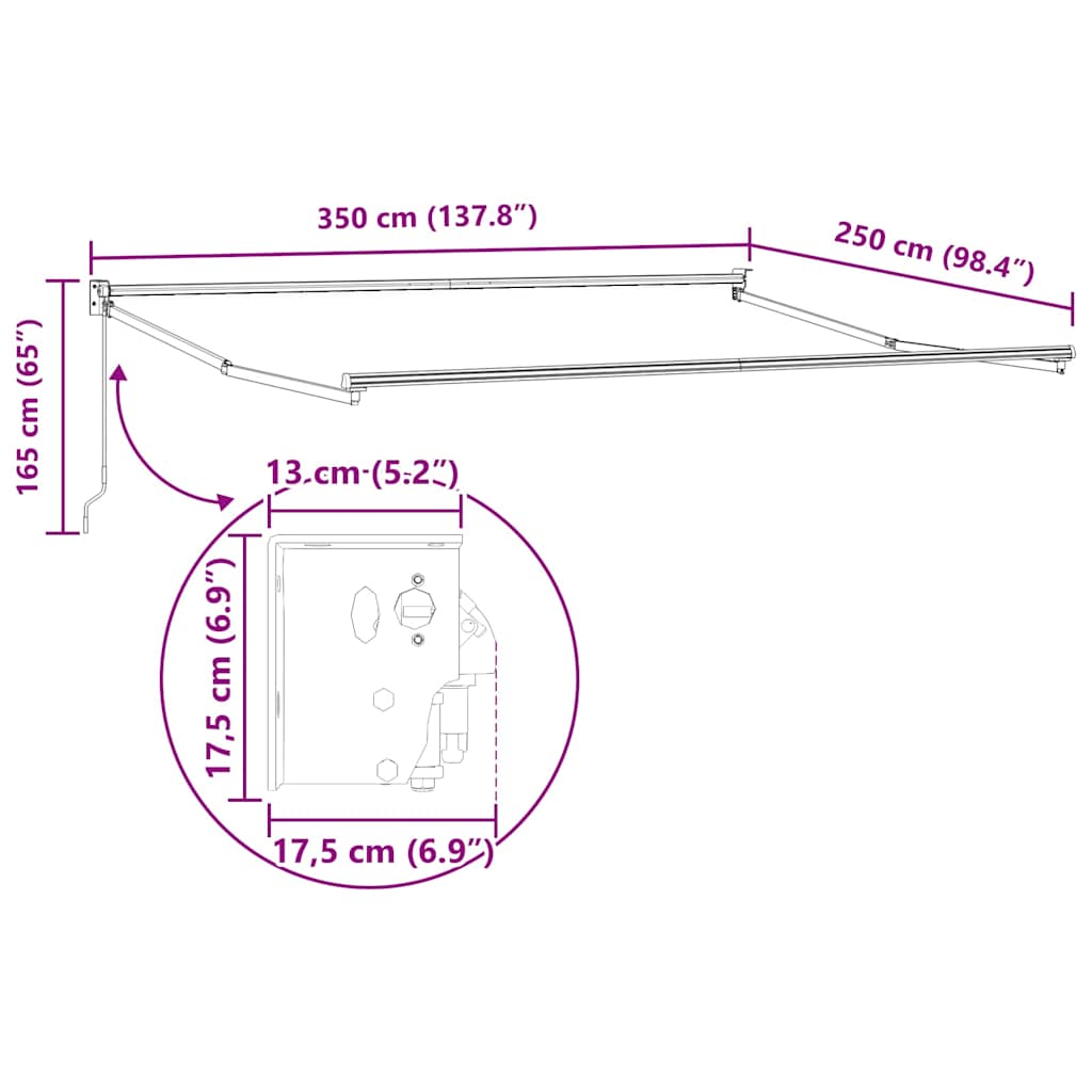 Povlačivi tende Bež 350 x 250 cm 100% Poliester i Aluminij