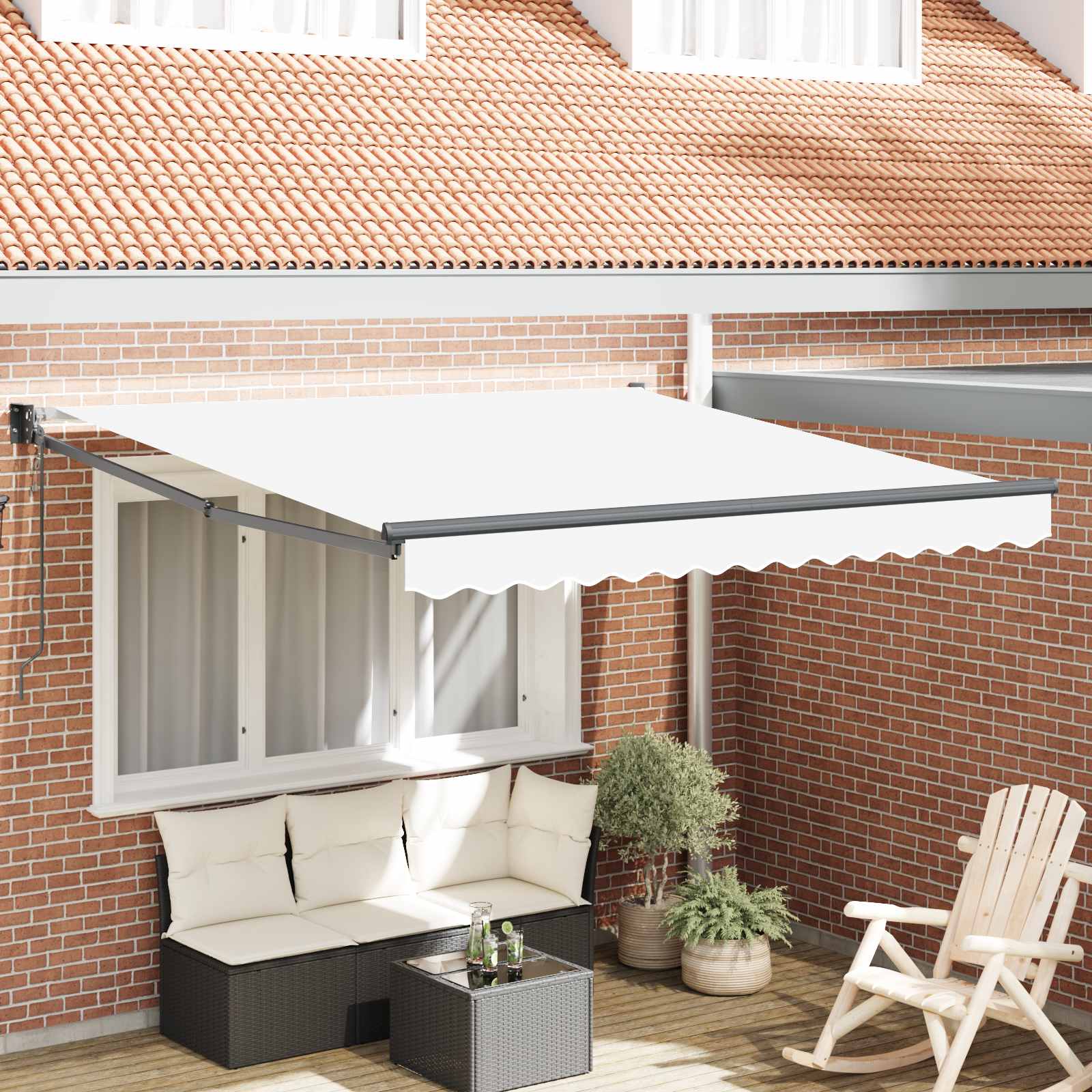 Nadstrešnica Bijela 350 x 250 cm Poliester i metal