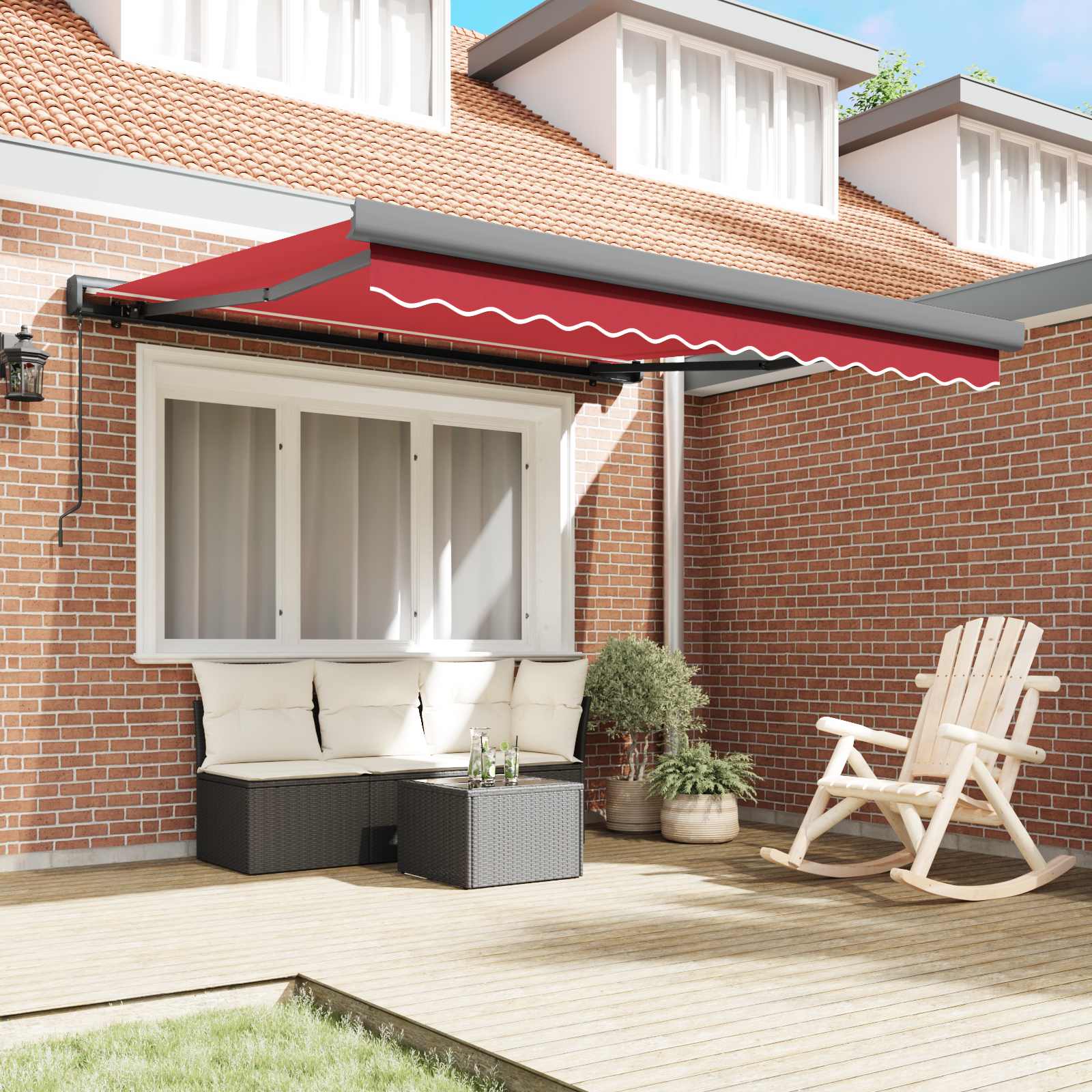 Povlačivi tende Crvena 350 x 250 cm Platno i Aluminij