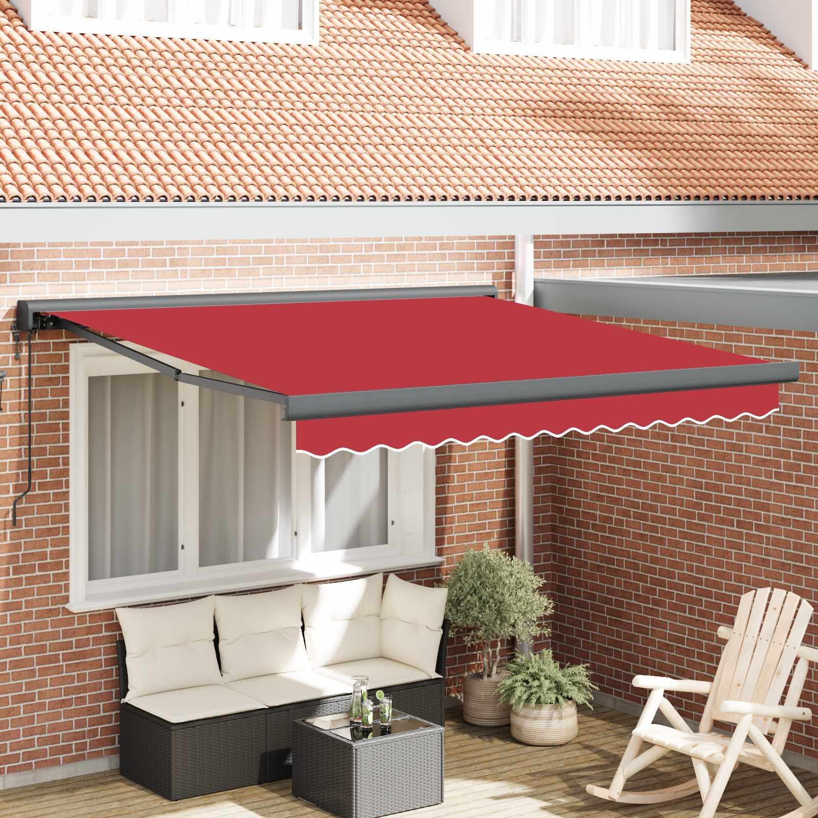 Povlačivi tende Crvena 350 x 250 x 165 cm Tkanina i Metal