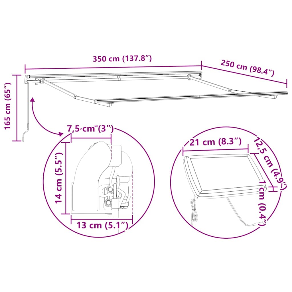 Povlačivi tende Zelena i žuta 350 x 250 cm Tkanina i Aluminij