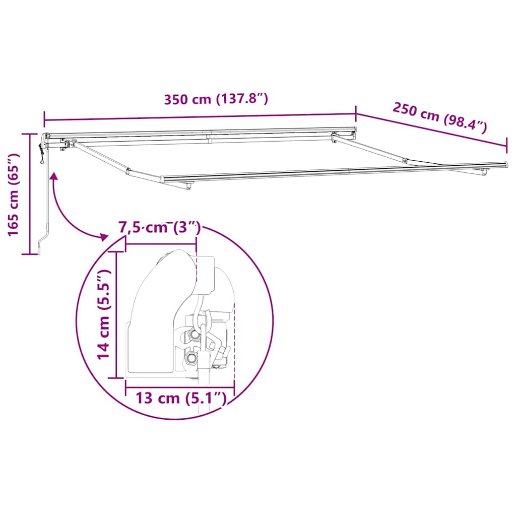 Povlačivi tende Zelena i žuta 350 x 250 cm Tkanina i Aluminij