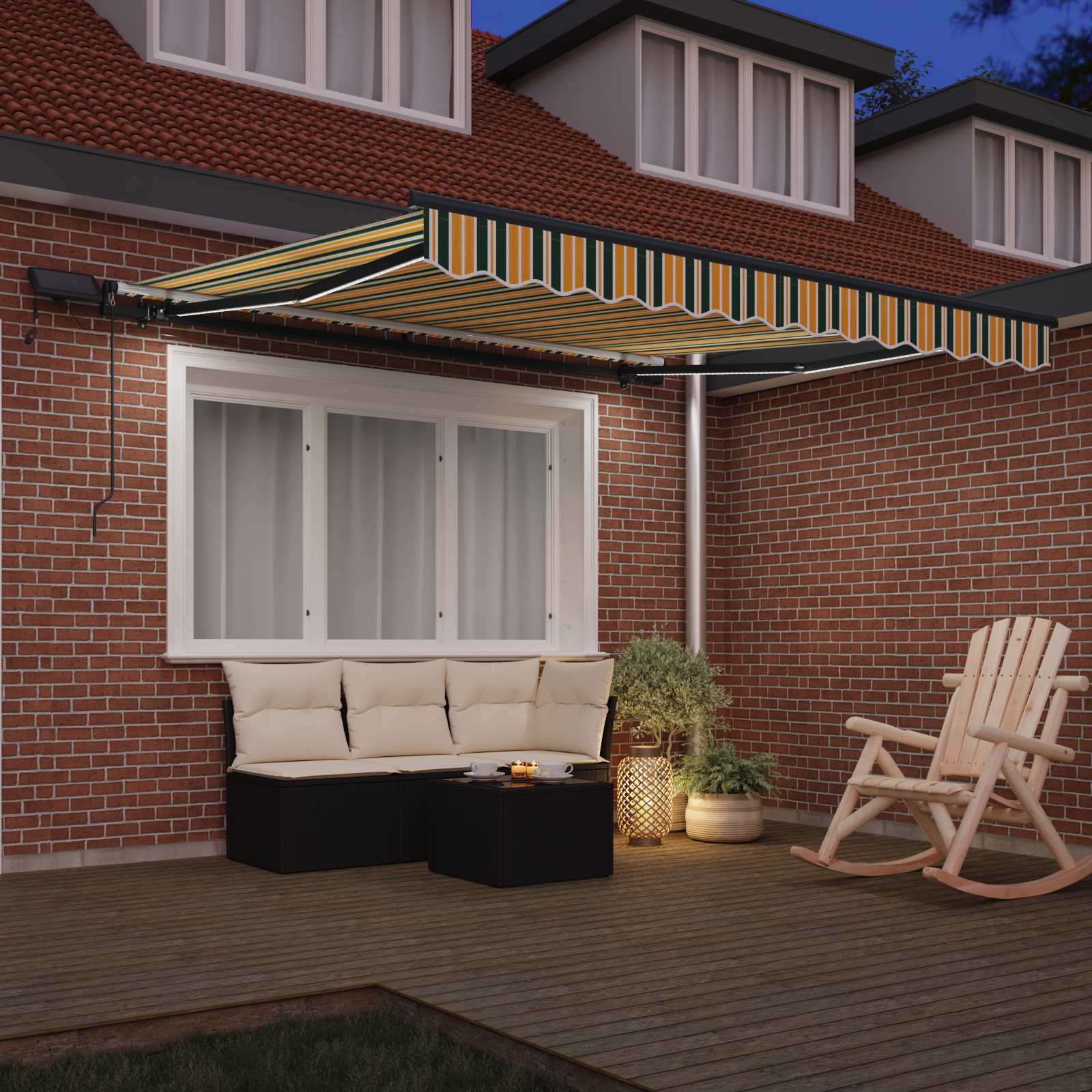 Povlačivi tende Zelena i žuta 350 x 250 cm Tkanina i Aluminij