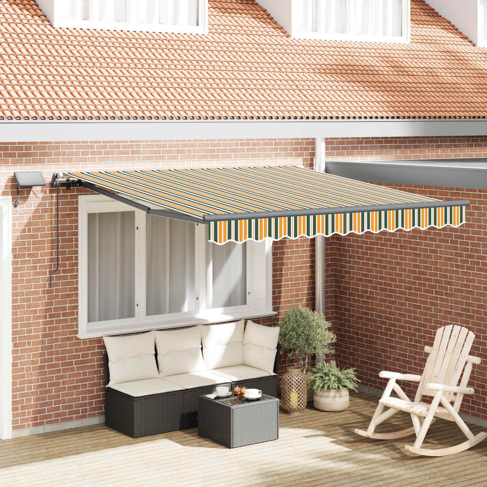 Povlačivi tende Zelena i žuta 350 x 250 cm Tkanina i Aluminij