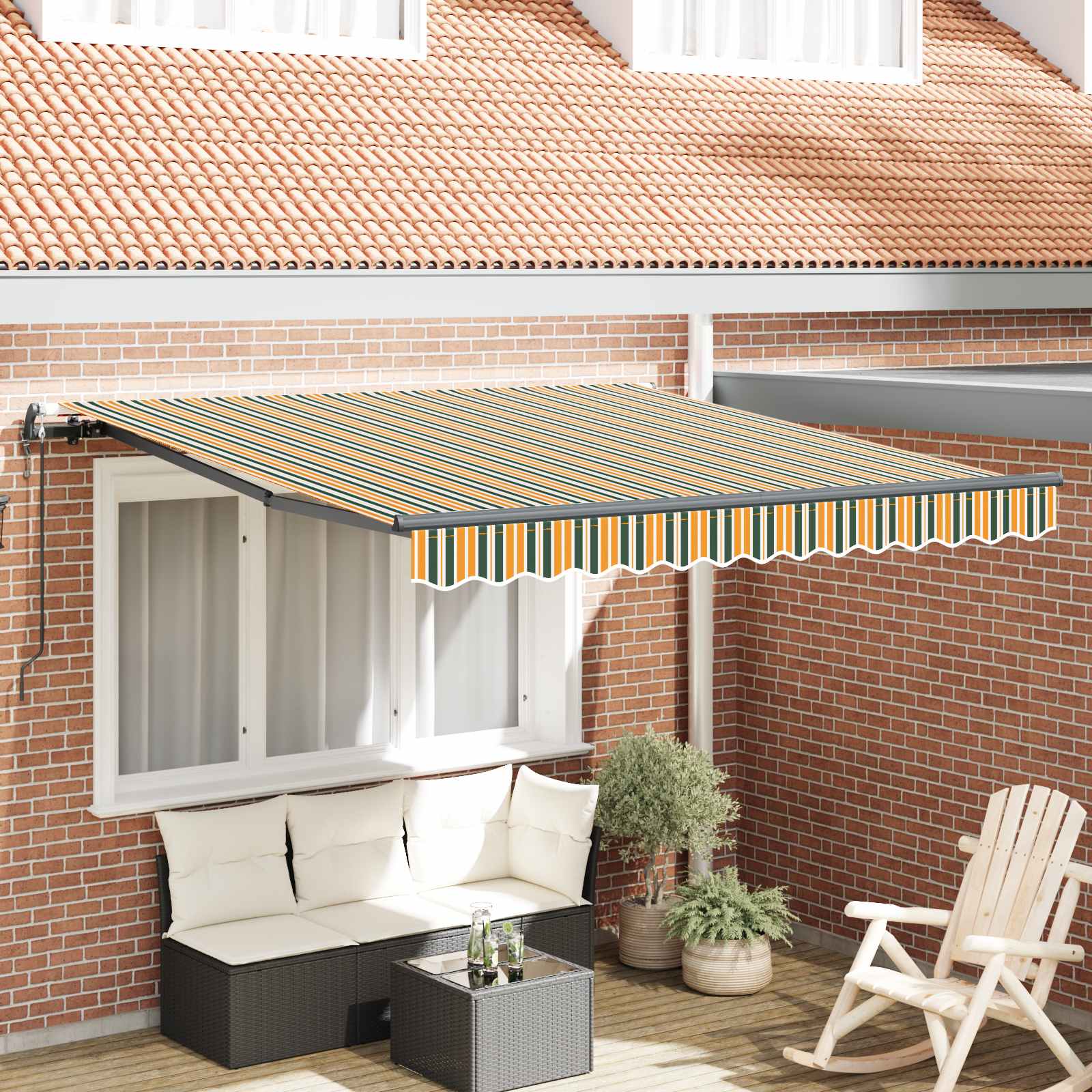Povlačivi tende Zelena i žuta 350 x 250 cm Tkanina i Aluminij