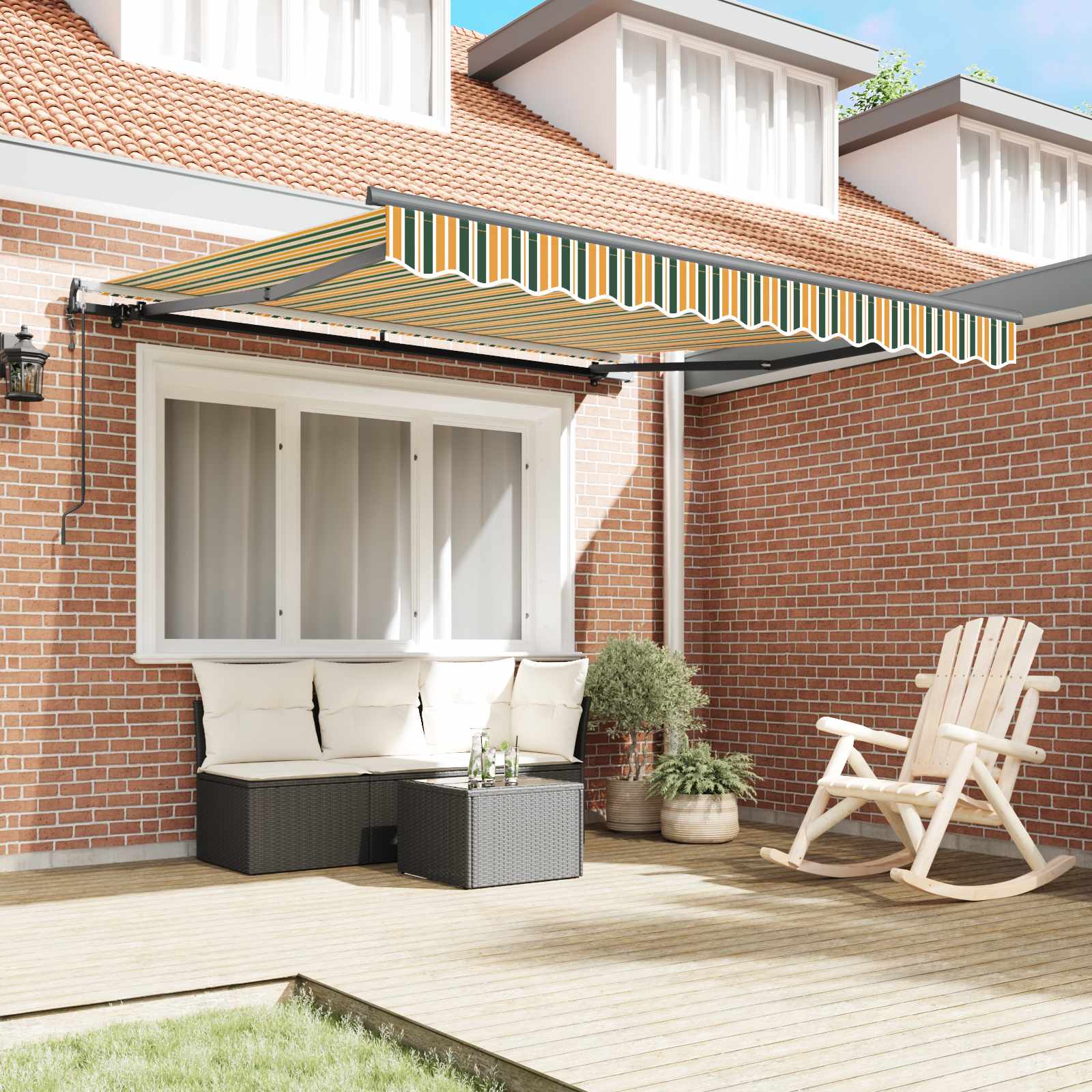 Povlačivi tende Zelena i žuta 350 x 250 cm Tkanina i Aluminij