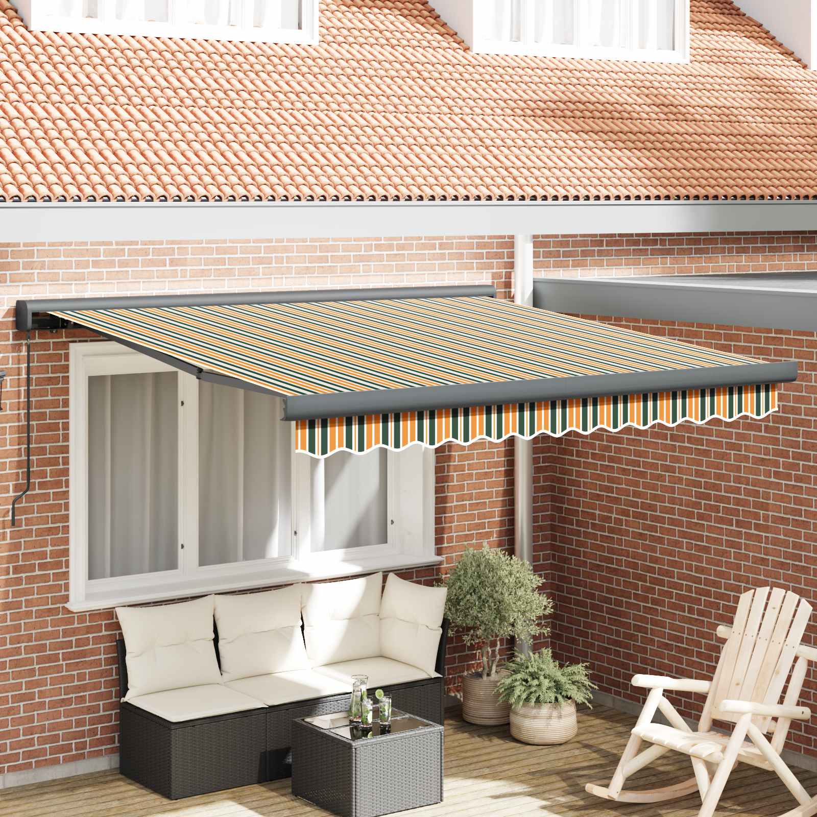 Povlačivi tende Šareni 350 x 250 cm Platno i Aluminij