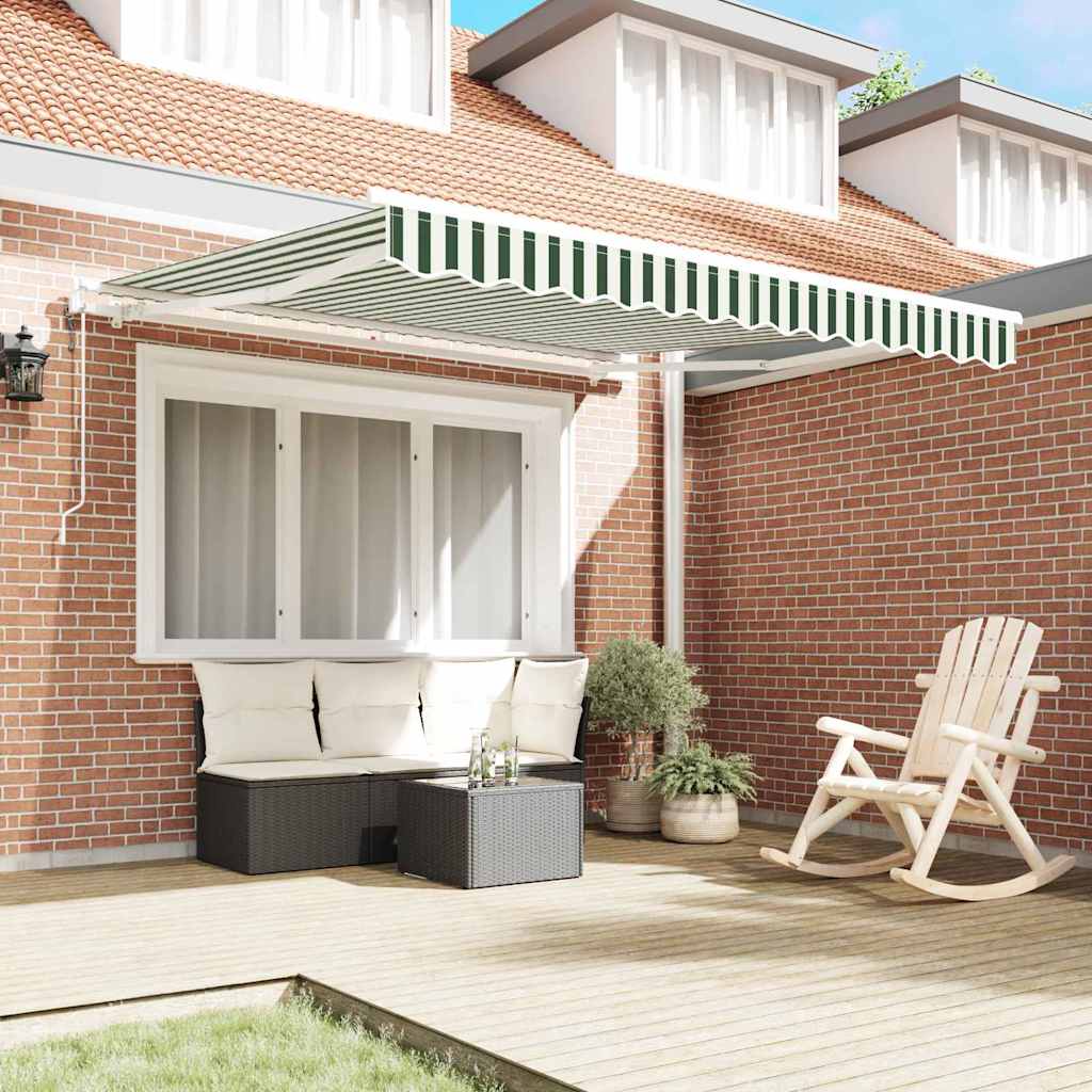 Povlačivi tende Zelena i bijela 350 x 250 cm Tkanina i Aluminij