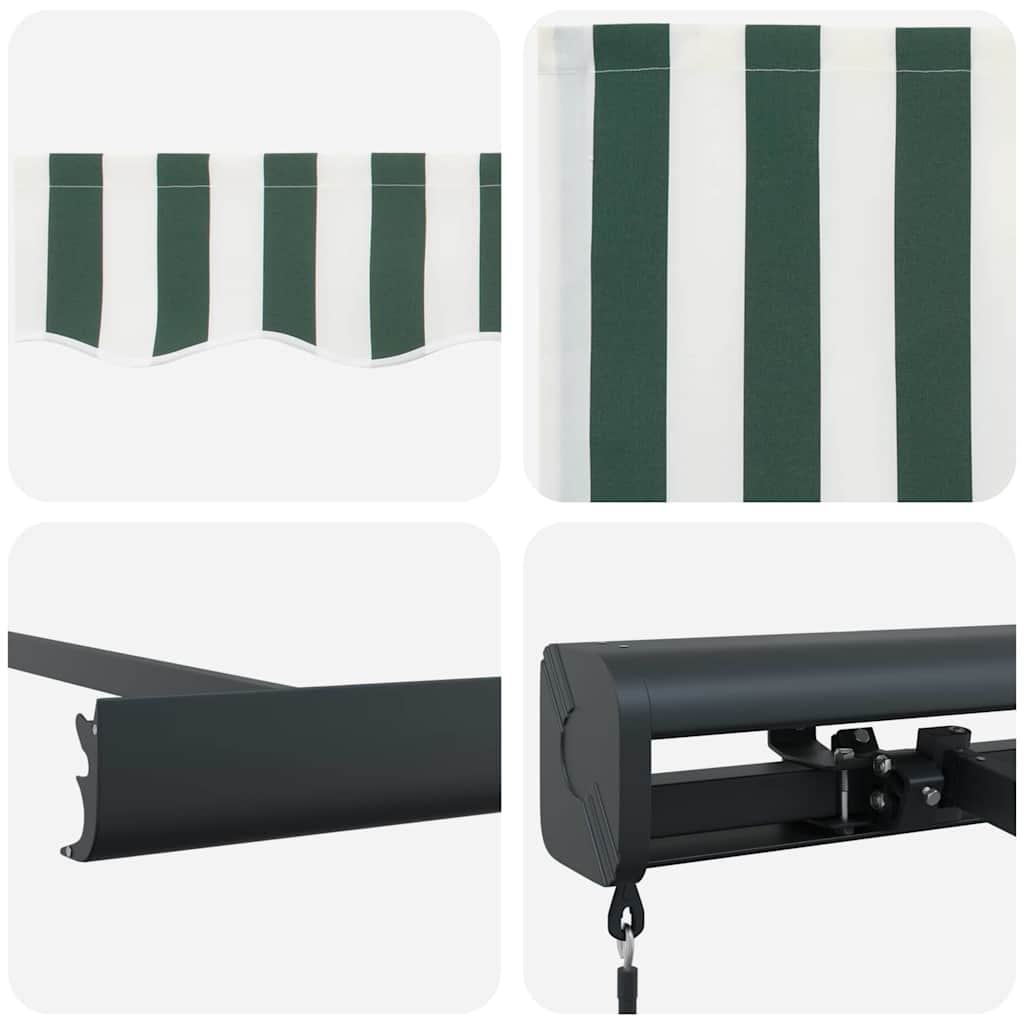 Povlačivi tende Zelena i bijela 350 x 250 cm Platno i Aluminij