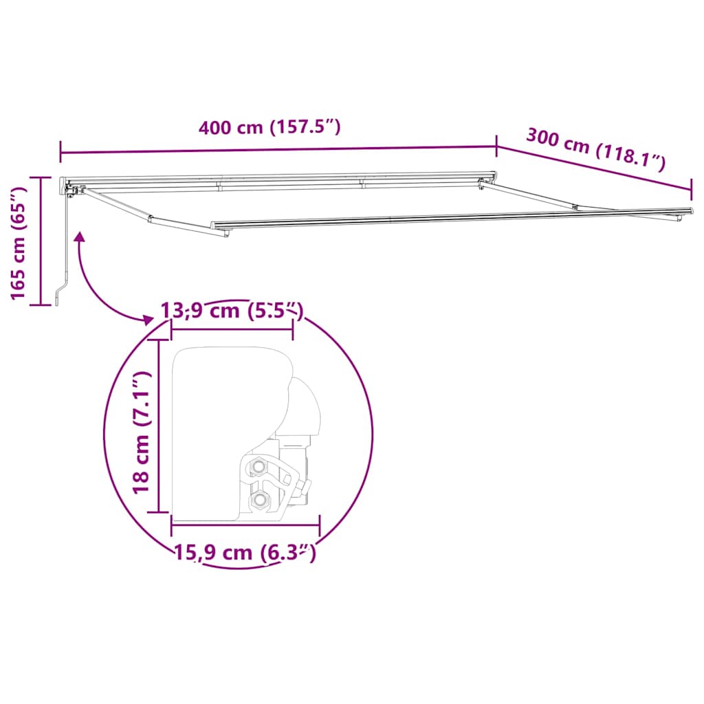 Okvir tende Svijetlo siva 400 × 300 cm Poliester s PU premazom