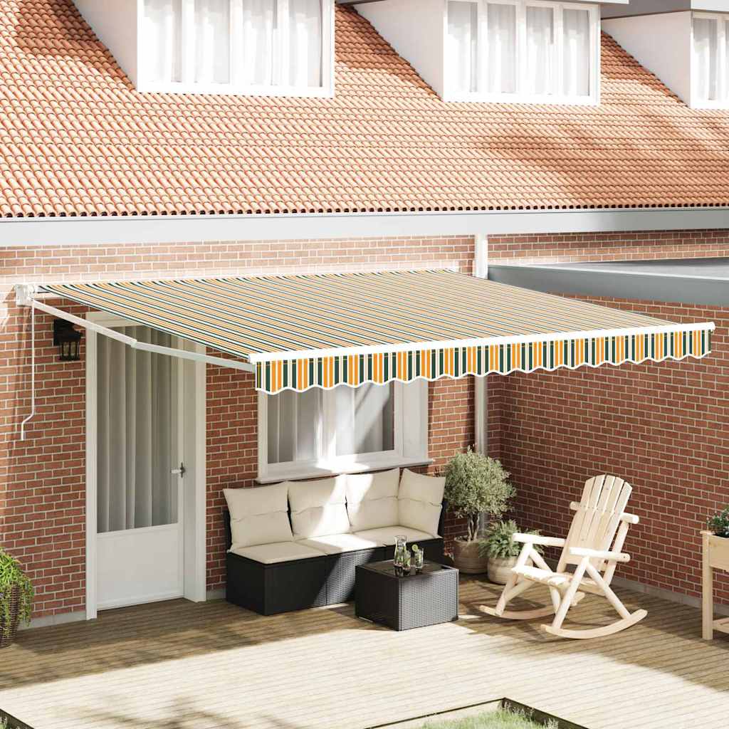 Povlačivi tende Zelena i bijela 400 × 300 cm Tkanina i Aluminij