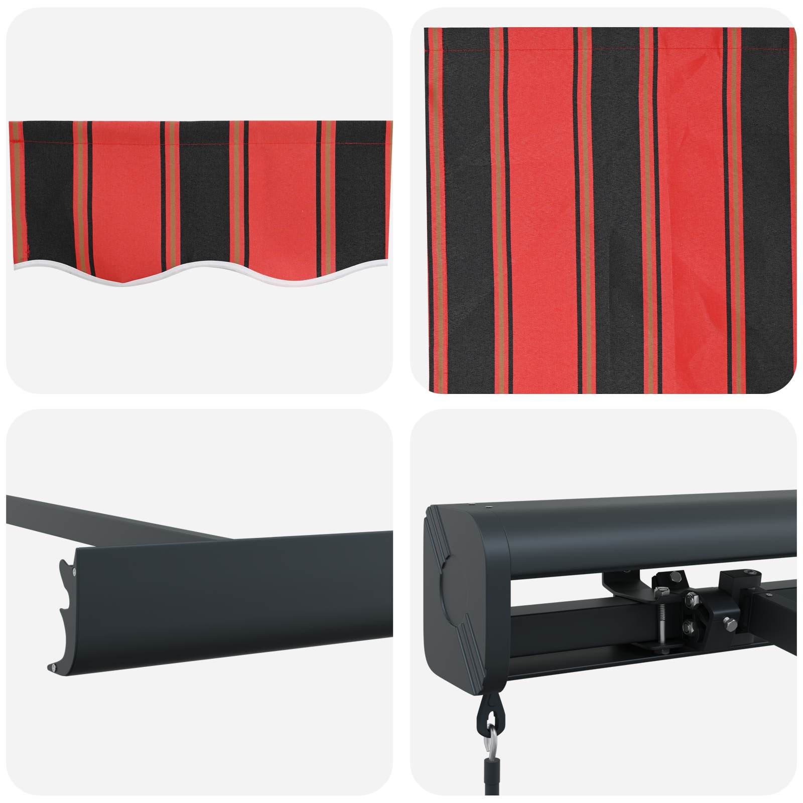 Povlačivi tende Crvena i Crna 450 × 300 cm Platno i Aluminij
