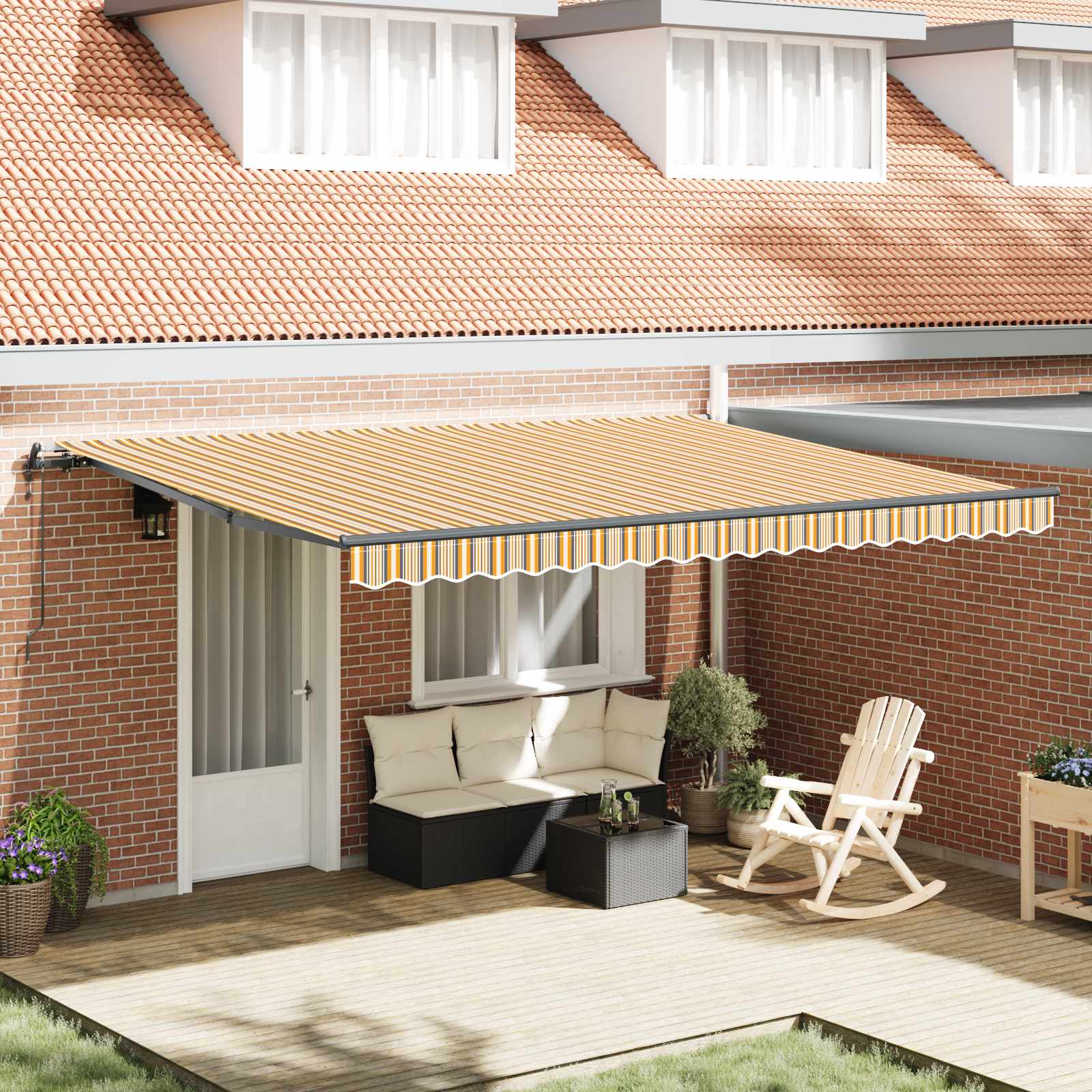 Povlačivi tende Šareni 450 × 350 cm Tkanina i Aluminij
