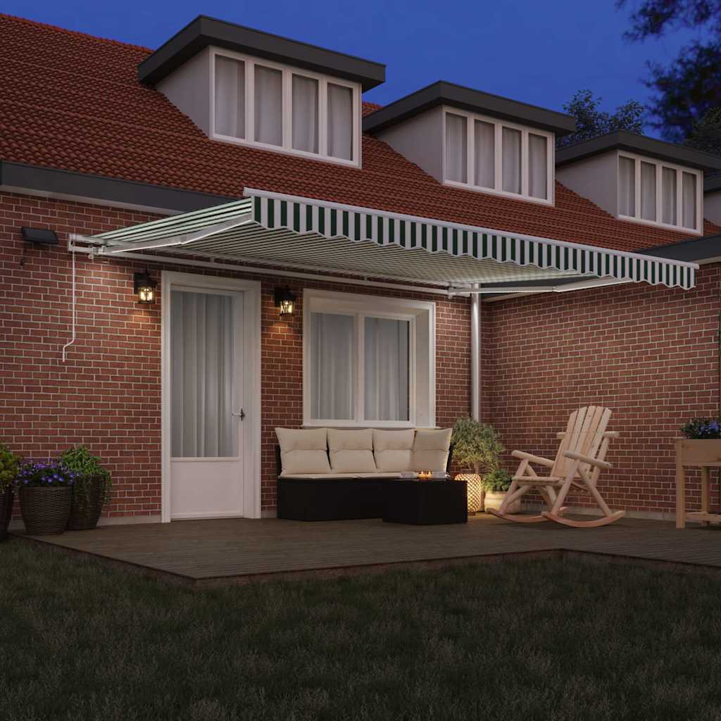 Povlačivi tende Zelena i bijela 450 × 350 cm Tkanina i Aluminij