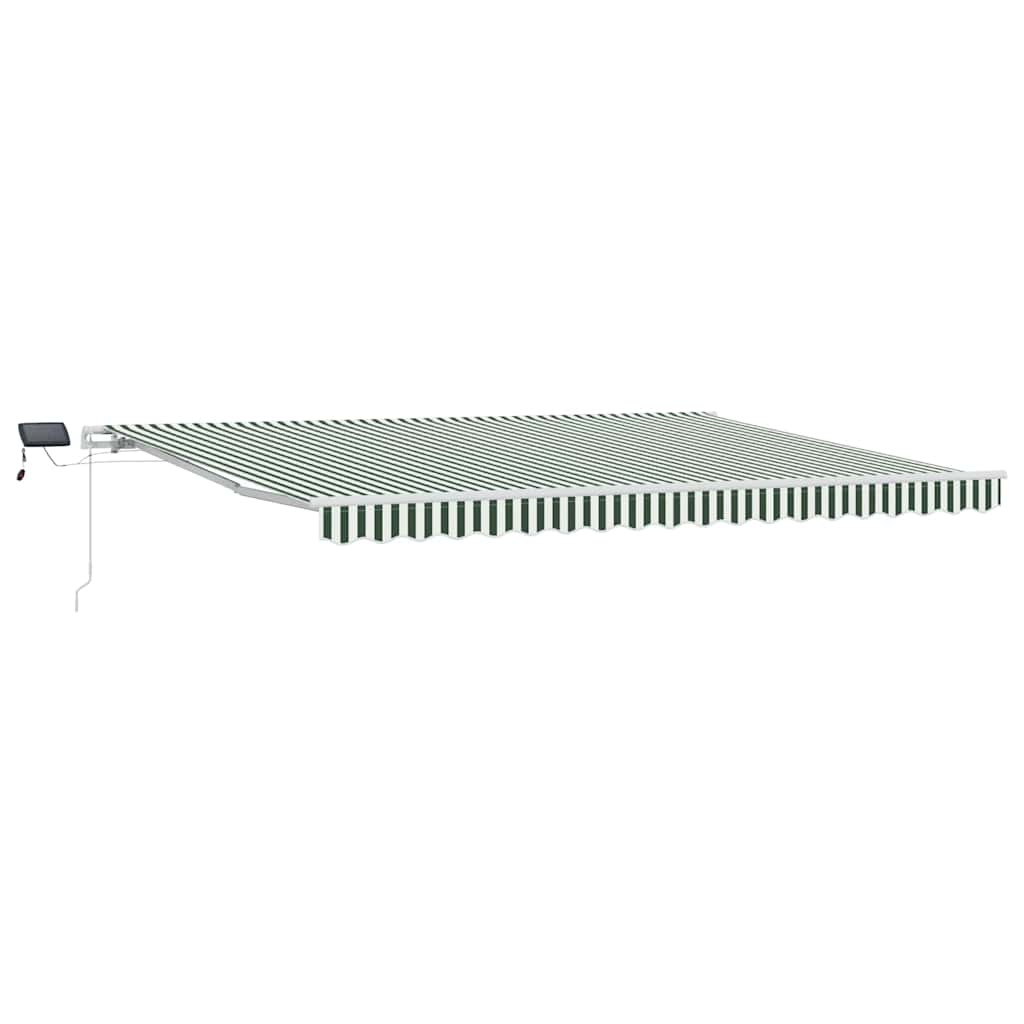 Skrovita tenda Zelena i bijela 450 × 350 cm Tkanina i čelik